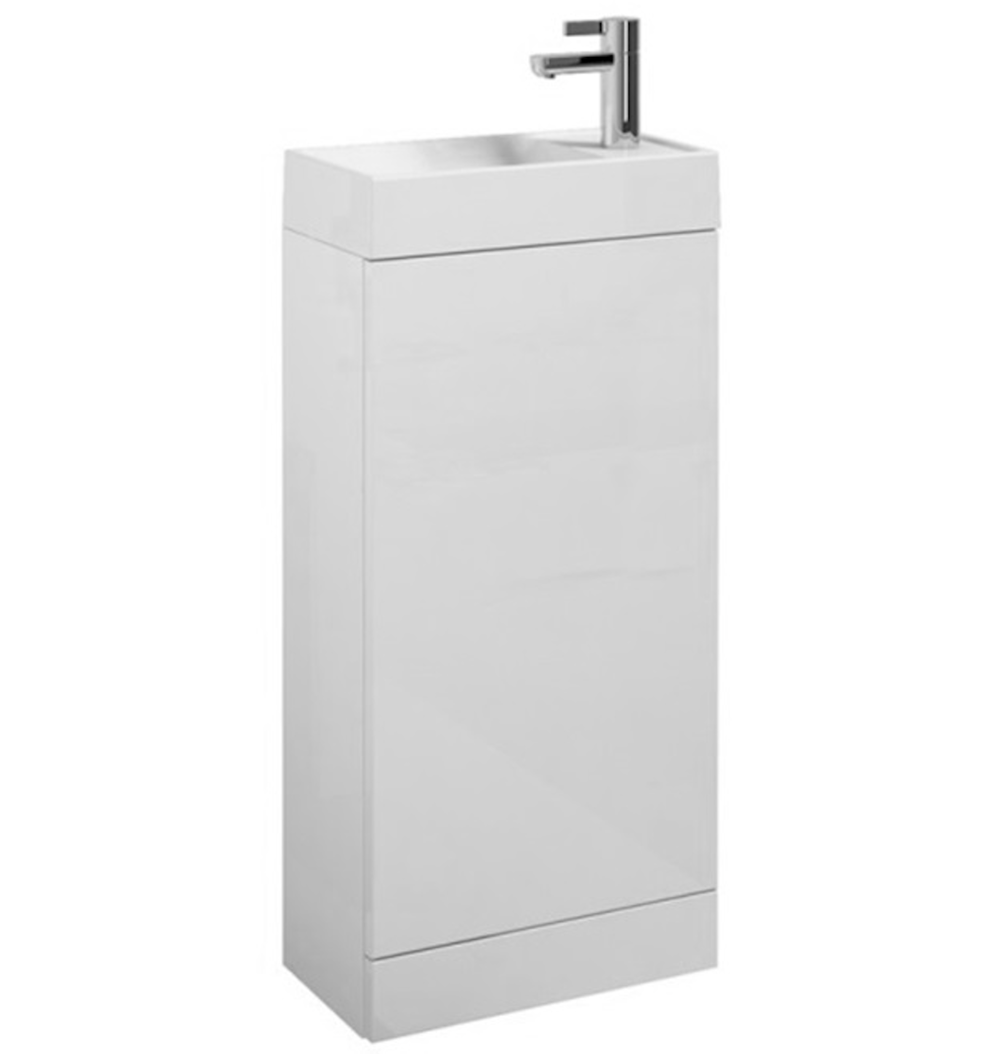 QUADRO 40x22cm washbasin 1TH & 1 door floor standing unit - Gloss White