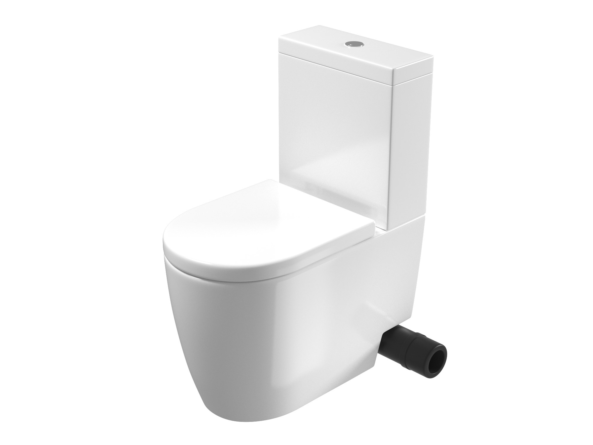 UNI close coupled right hand soil exit WC pan - rimless