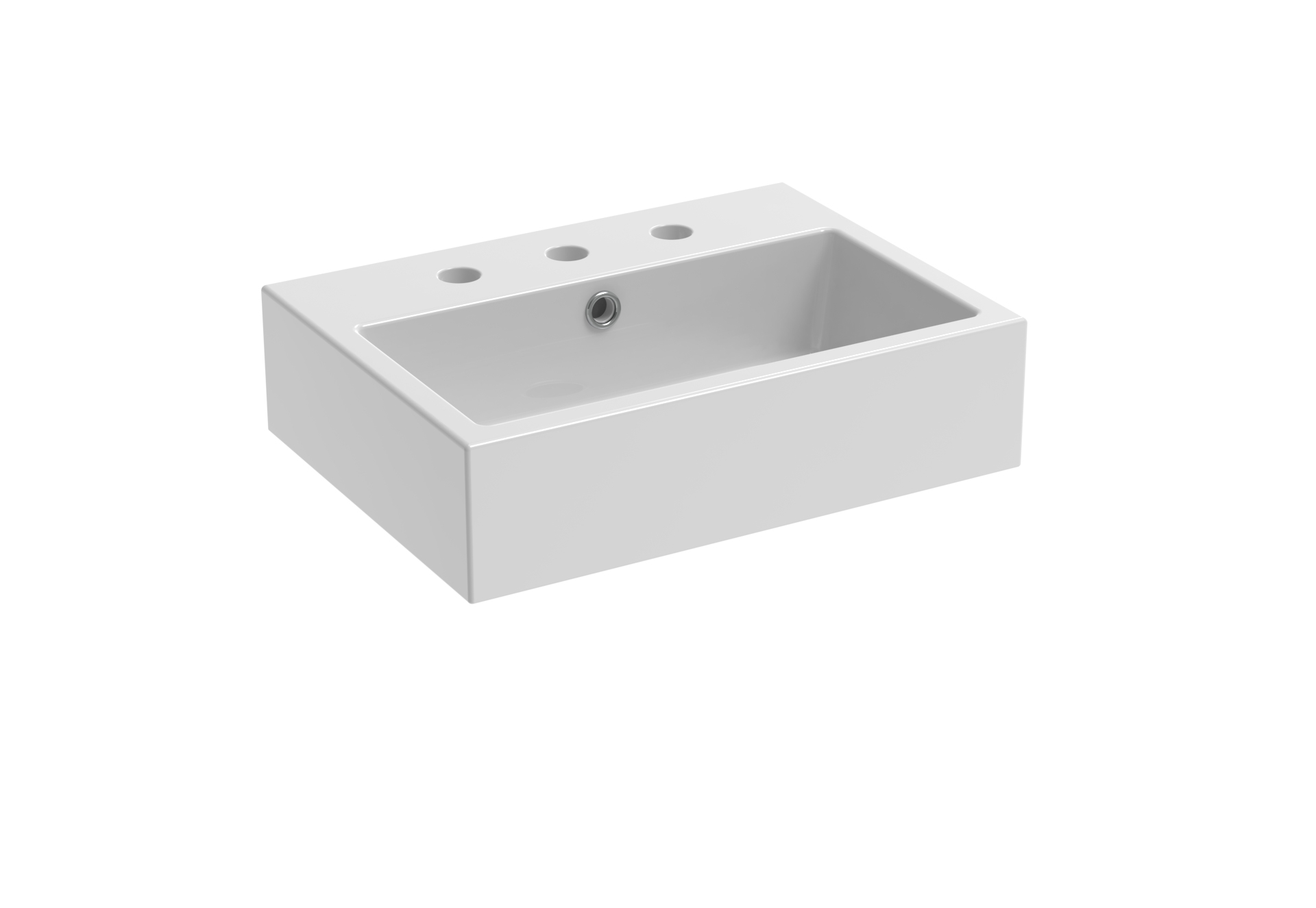 MATTEO 50x37cm washbasin 3TH - Gloss White