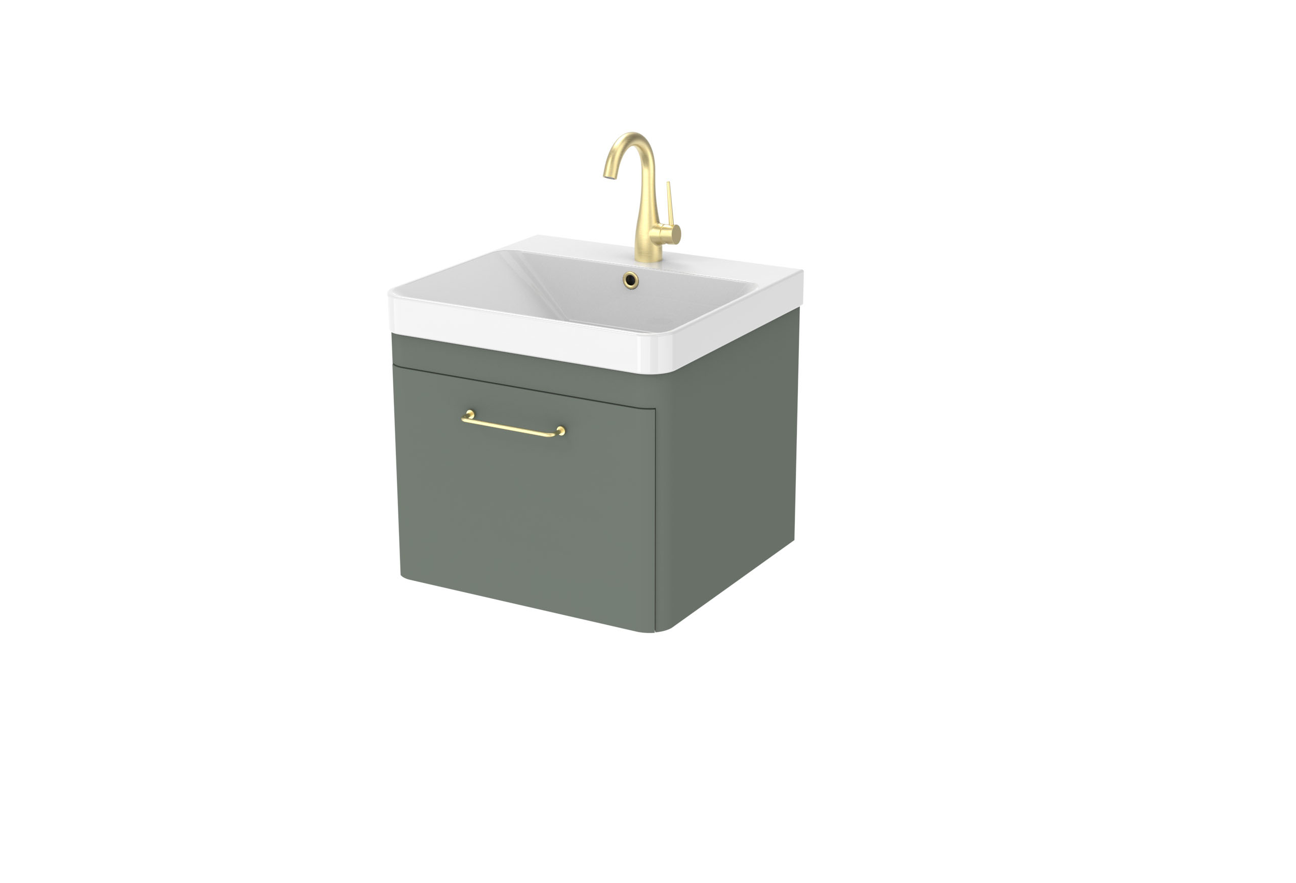 HYDE 50cm 1 drawer wall mounted unit - Matte Sage