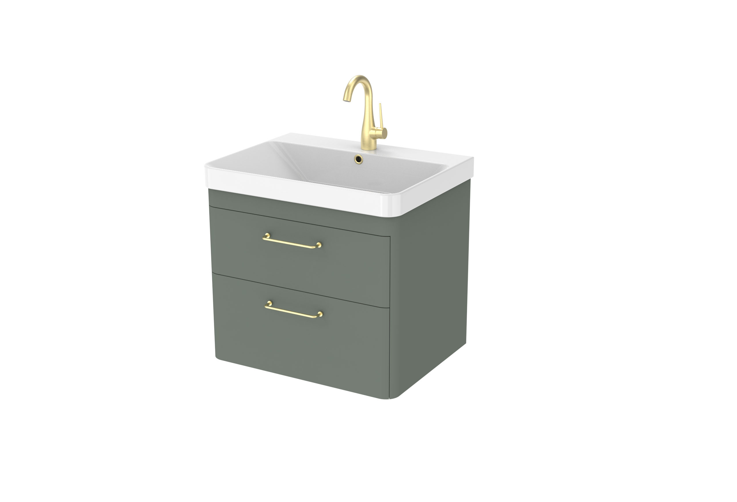 HYDE 60cm 2 drawer wall mounted unit - Matte Sage