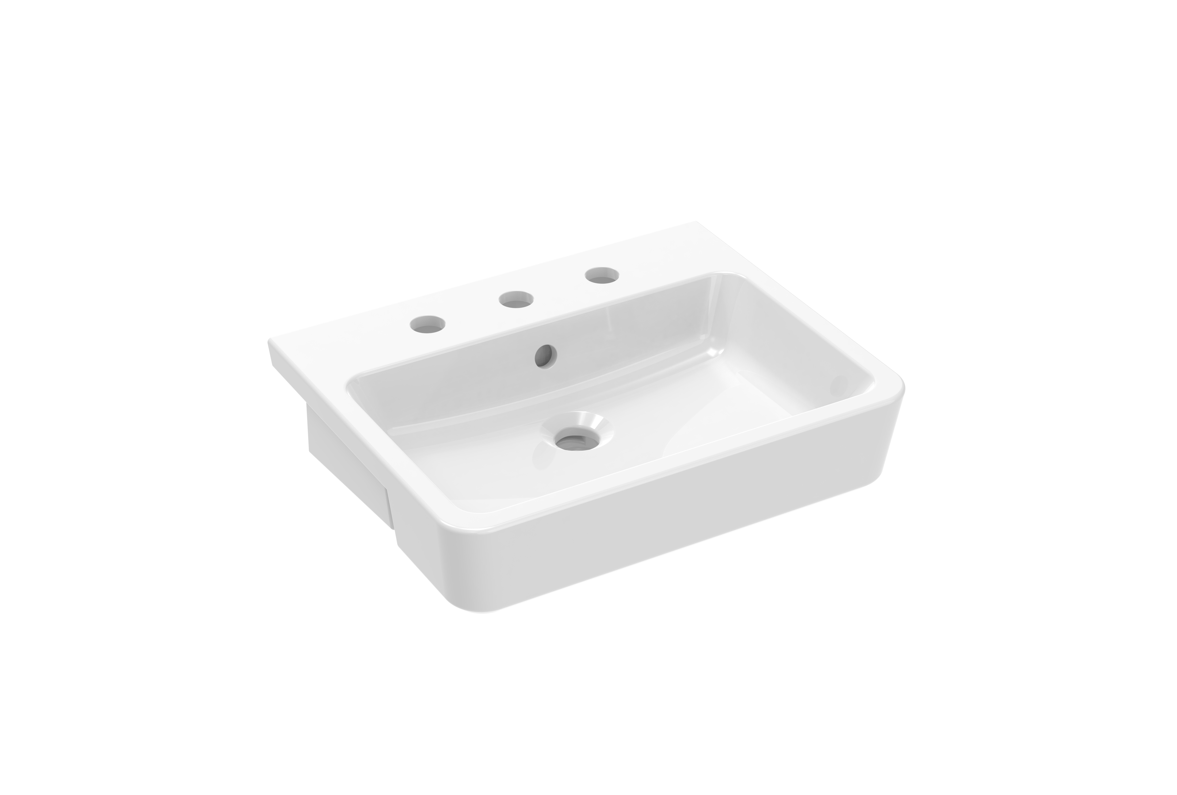 UNI 50x40cm semi-recessed washbasin 3TH