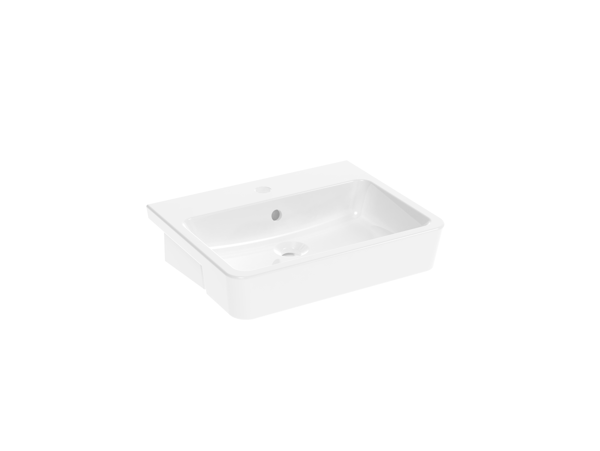 UNI 50x40cm semi-recessed washbasin 1TH