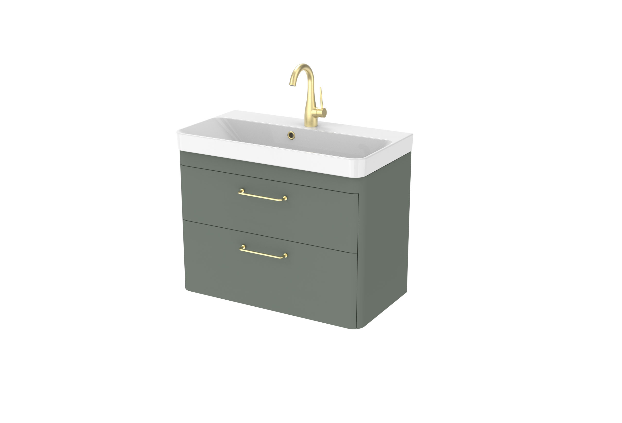 HYDE 70cm 2 drawer wall mounted unit - Matte Sage