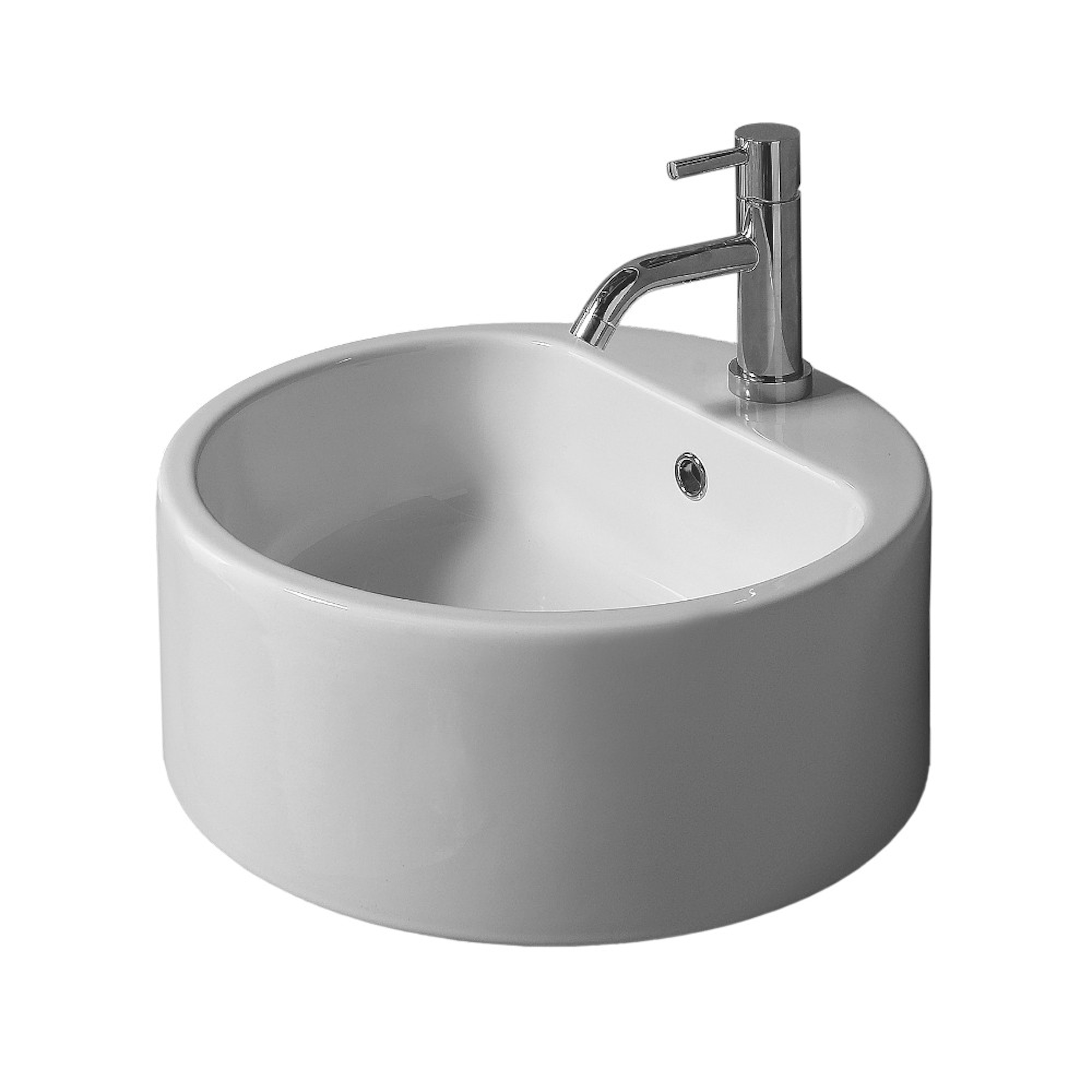 UNI 46cm circular washbasin for sit on installation 1 T/H