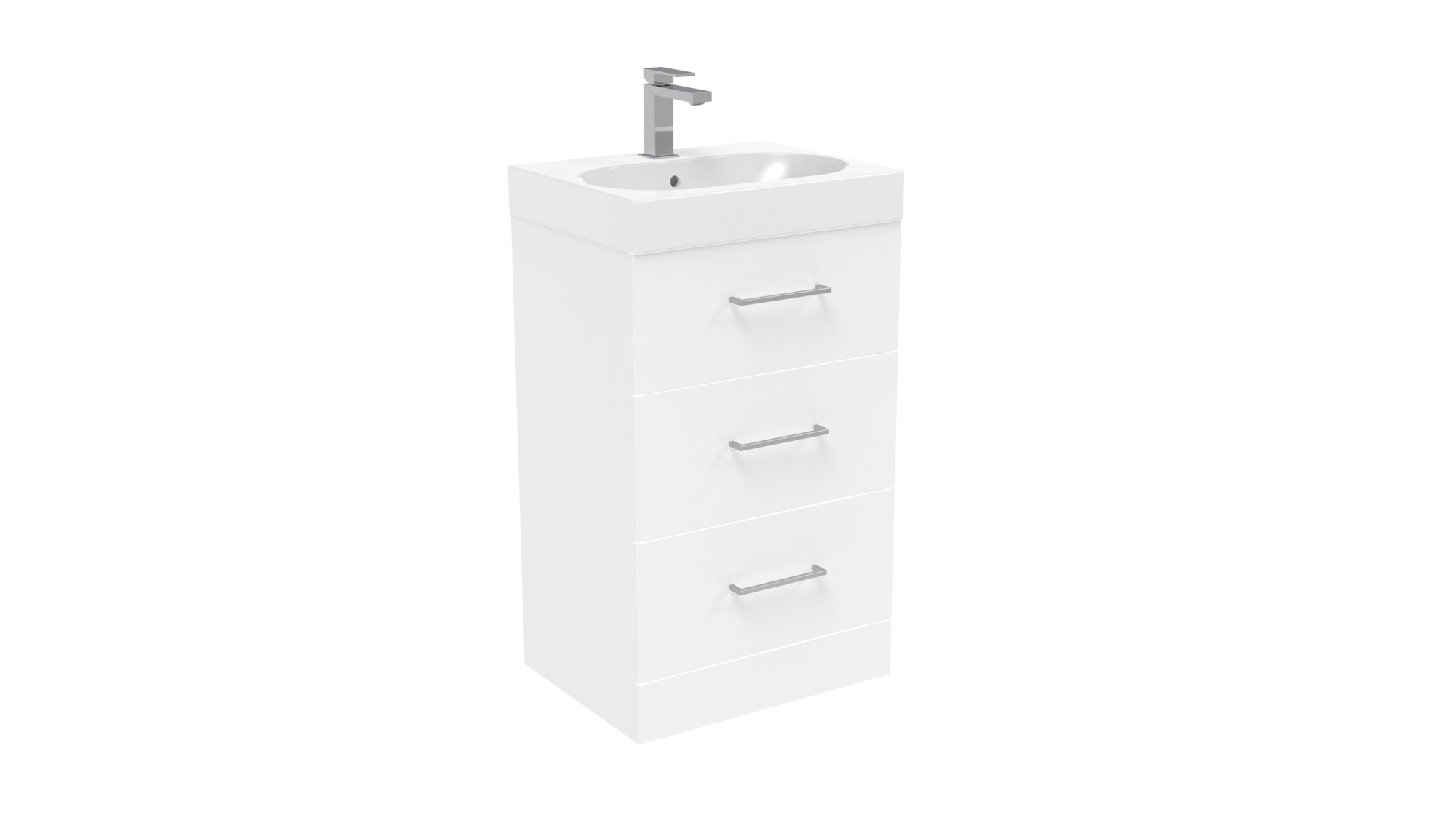 AUSTEN 50cm 3 drawer floor standing unit - Gloss White