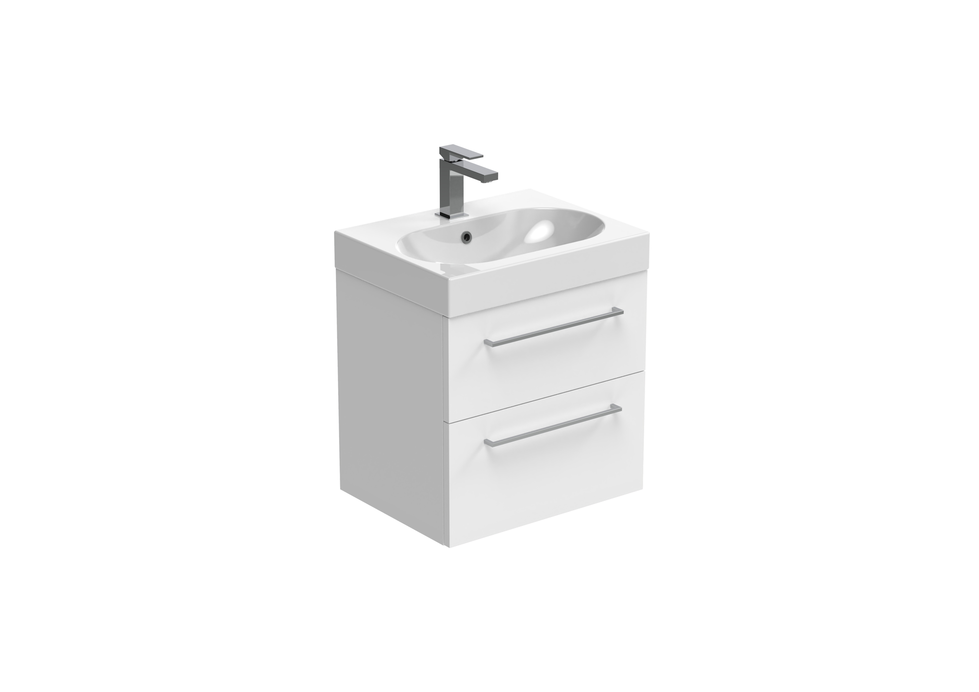 AUSTEN 50cm 2 drawer wall mounted unit - Gloss White