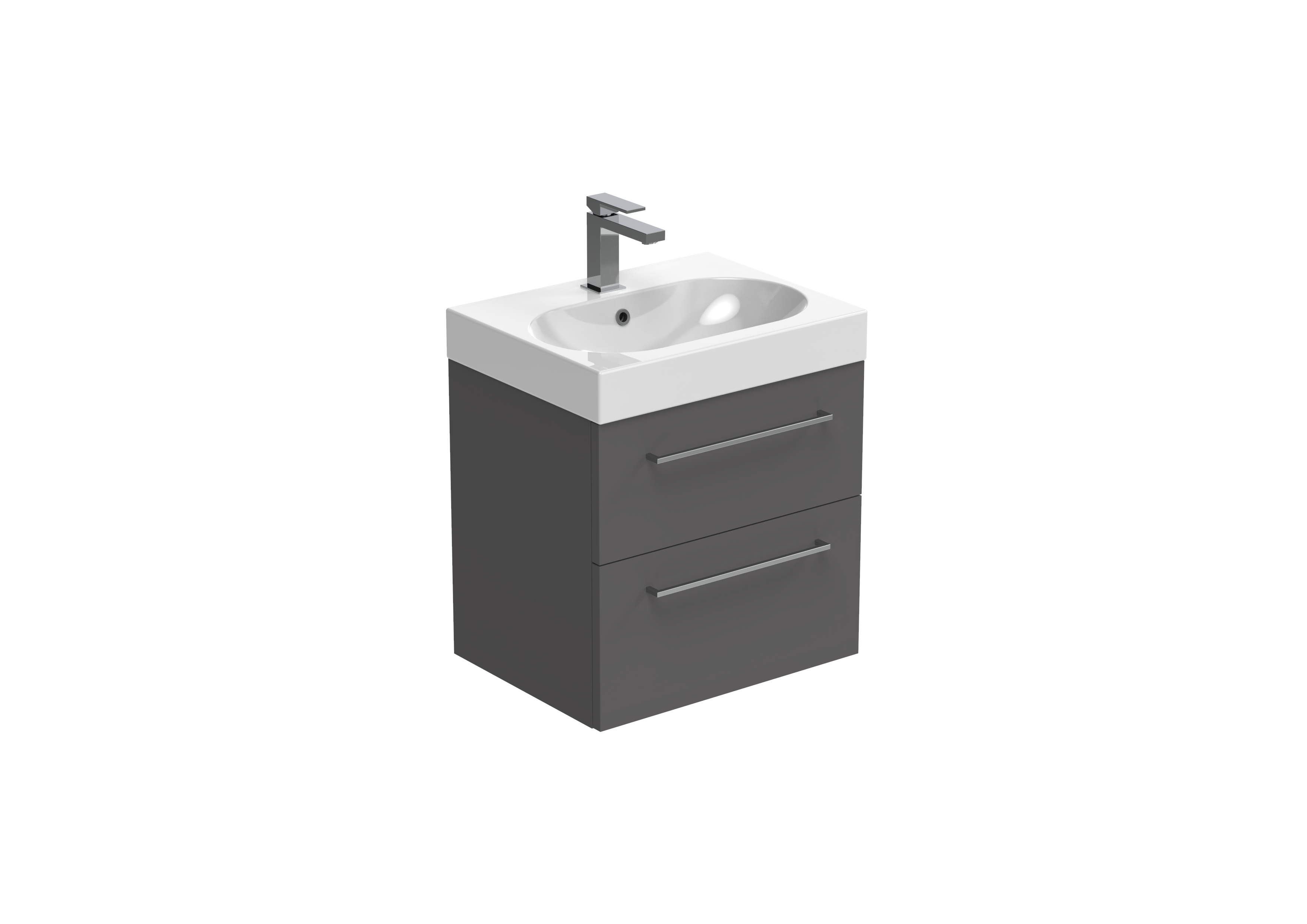 AUSTEN 50cm 2 drawer wall mounted unit - Matte Iron Grey