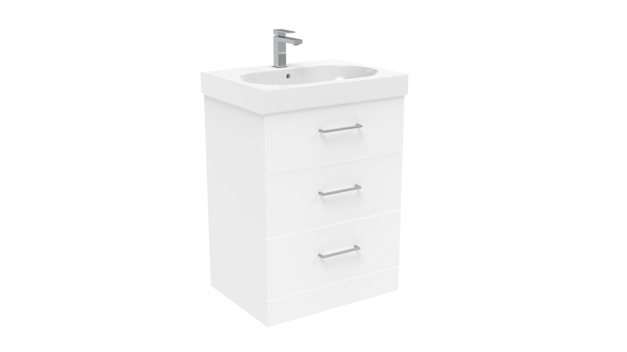 AUSTEN 60cm 3 drawer floor standing unit - Gloss White