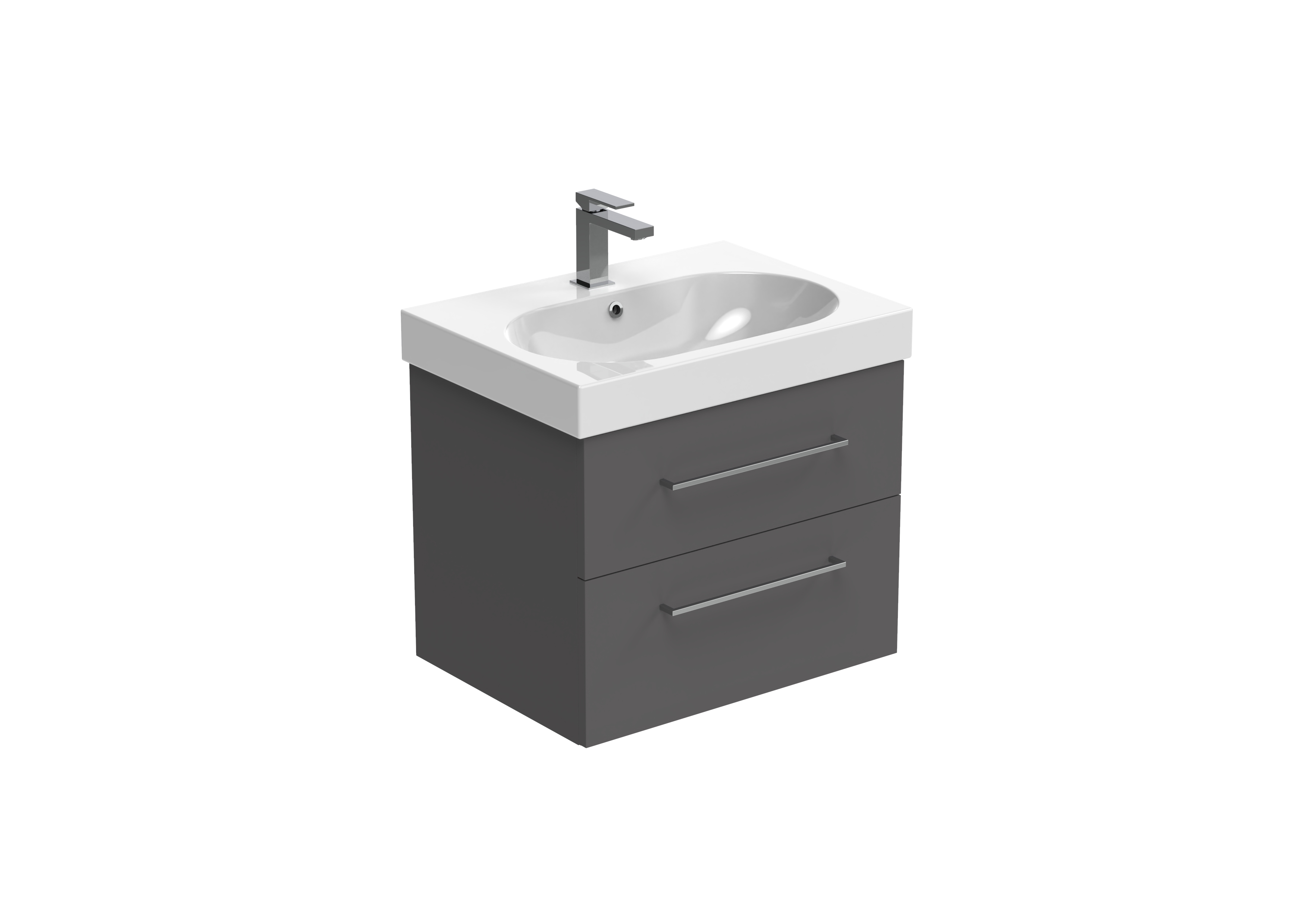 AUSTEN 60cm 2 drawer wall mounted unit - Matte Iron Grey