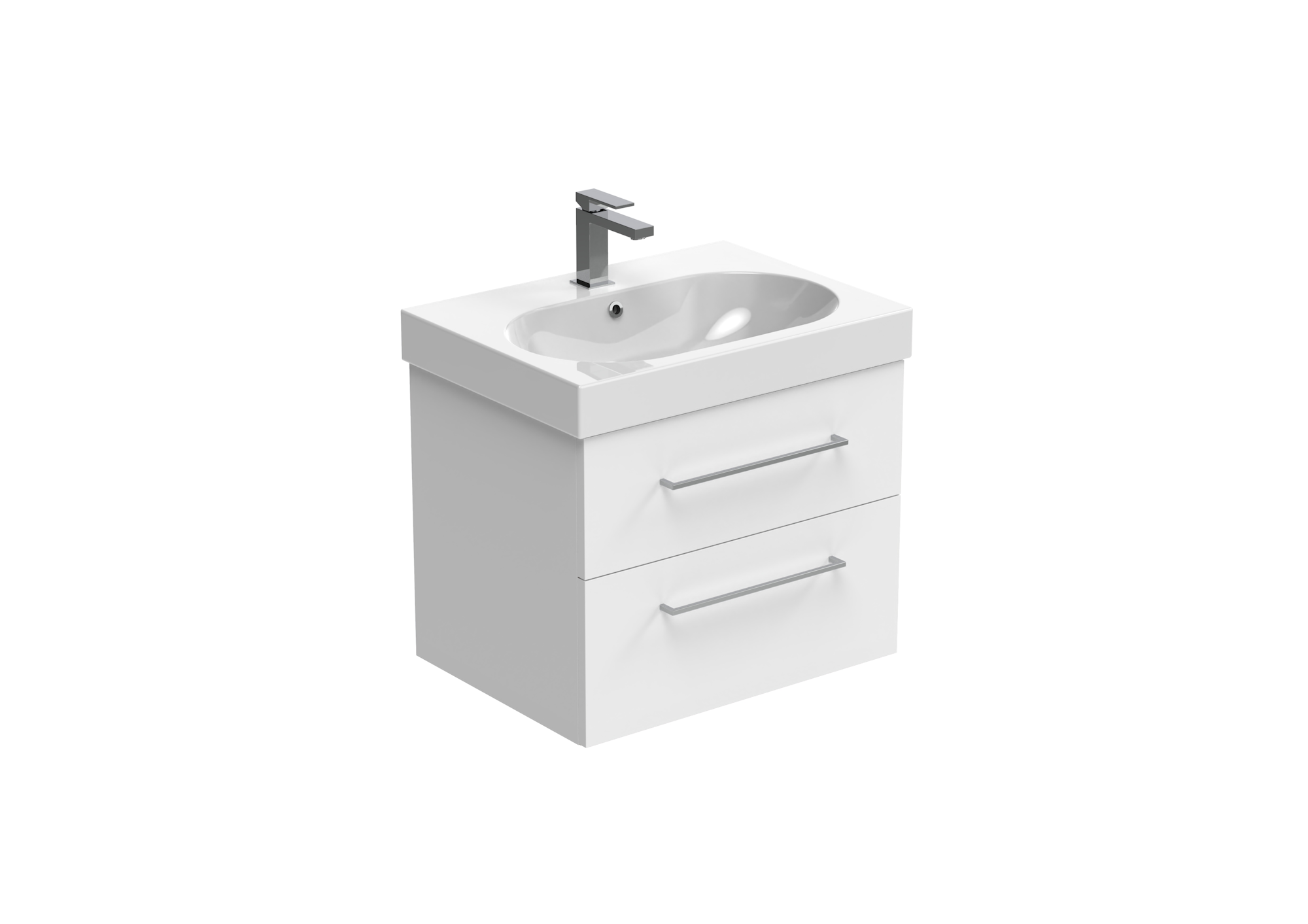 AUSTEN 60cm 2 drawer wall mounted unit - Matte White