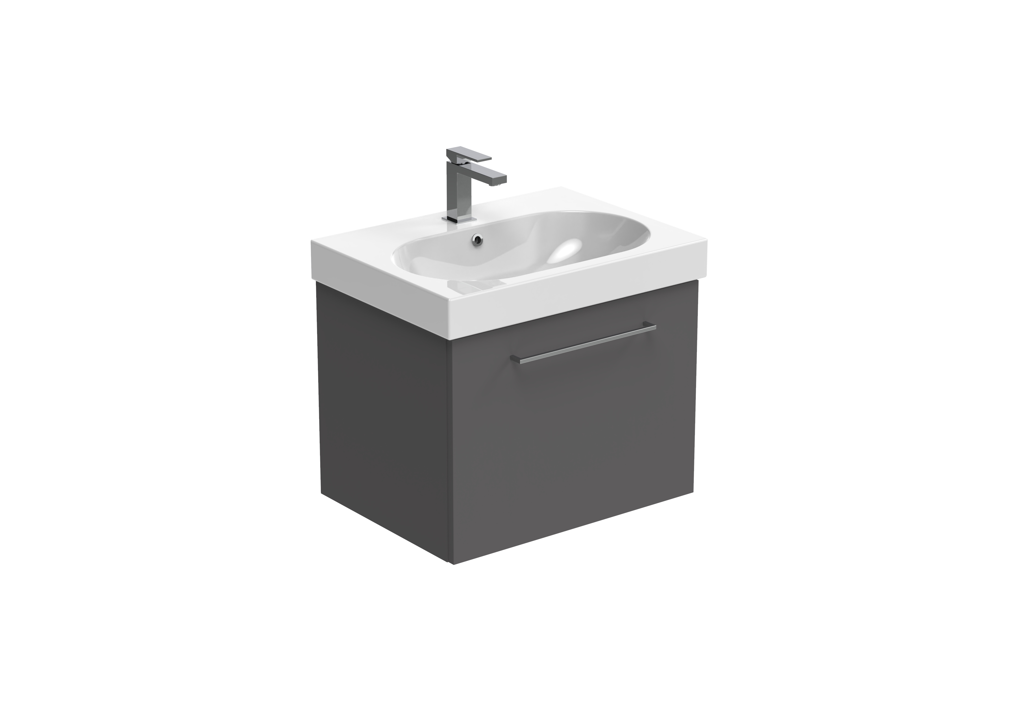 AUSTEN 60cm 1 drawer wall mounted unit - Matte Iron Grey