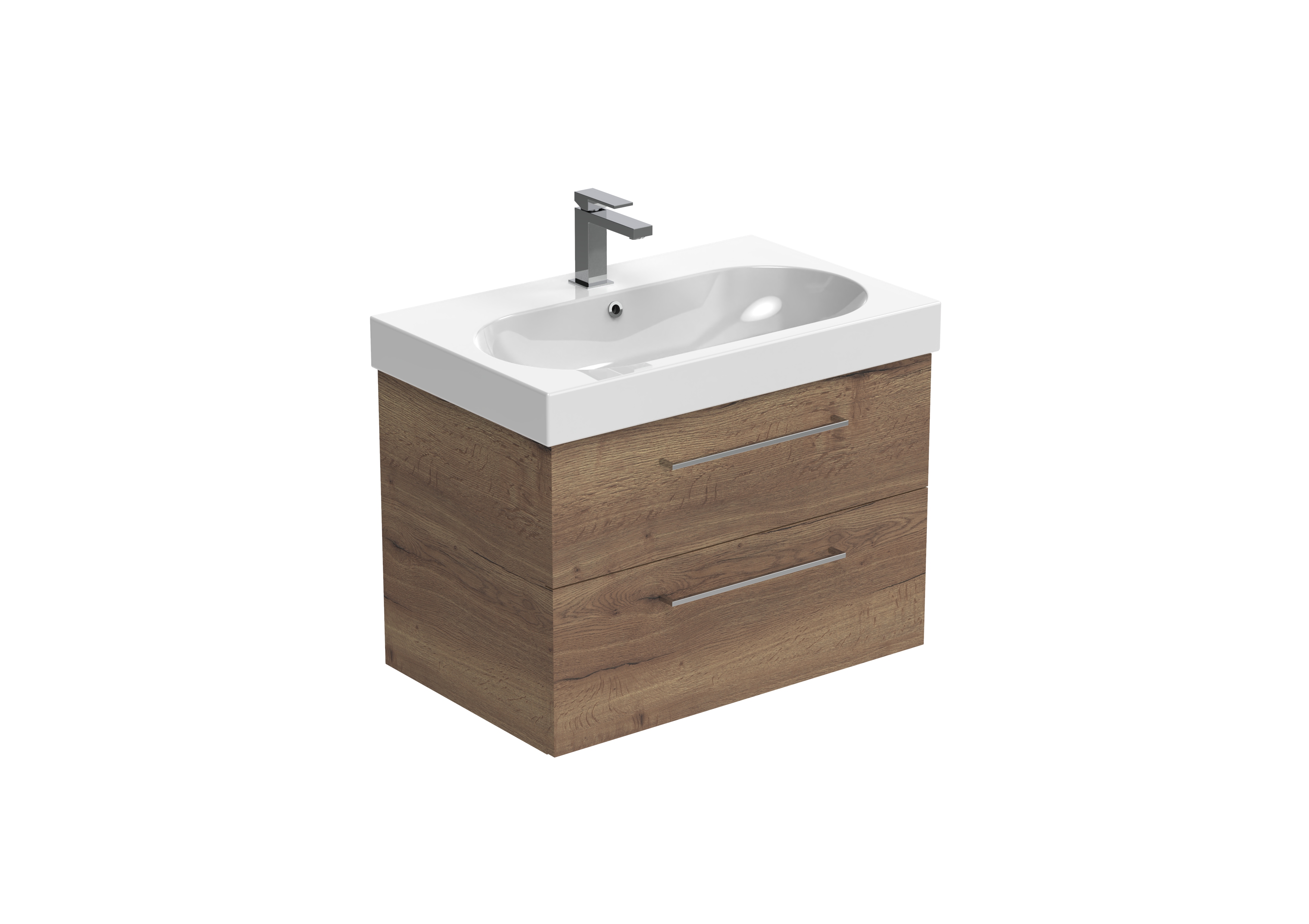 AUSTEN 72cm 2 drawer wall mounted unit - English Oak