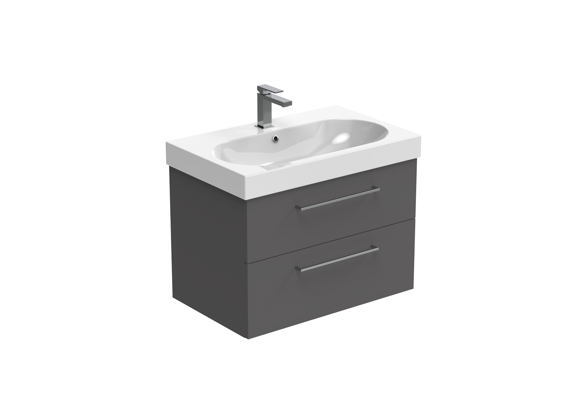 AUSTEN 72cm 2 drawer wall mounted unit - Matte Iron Grey