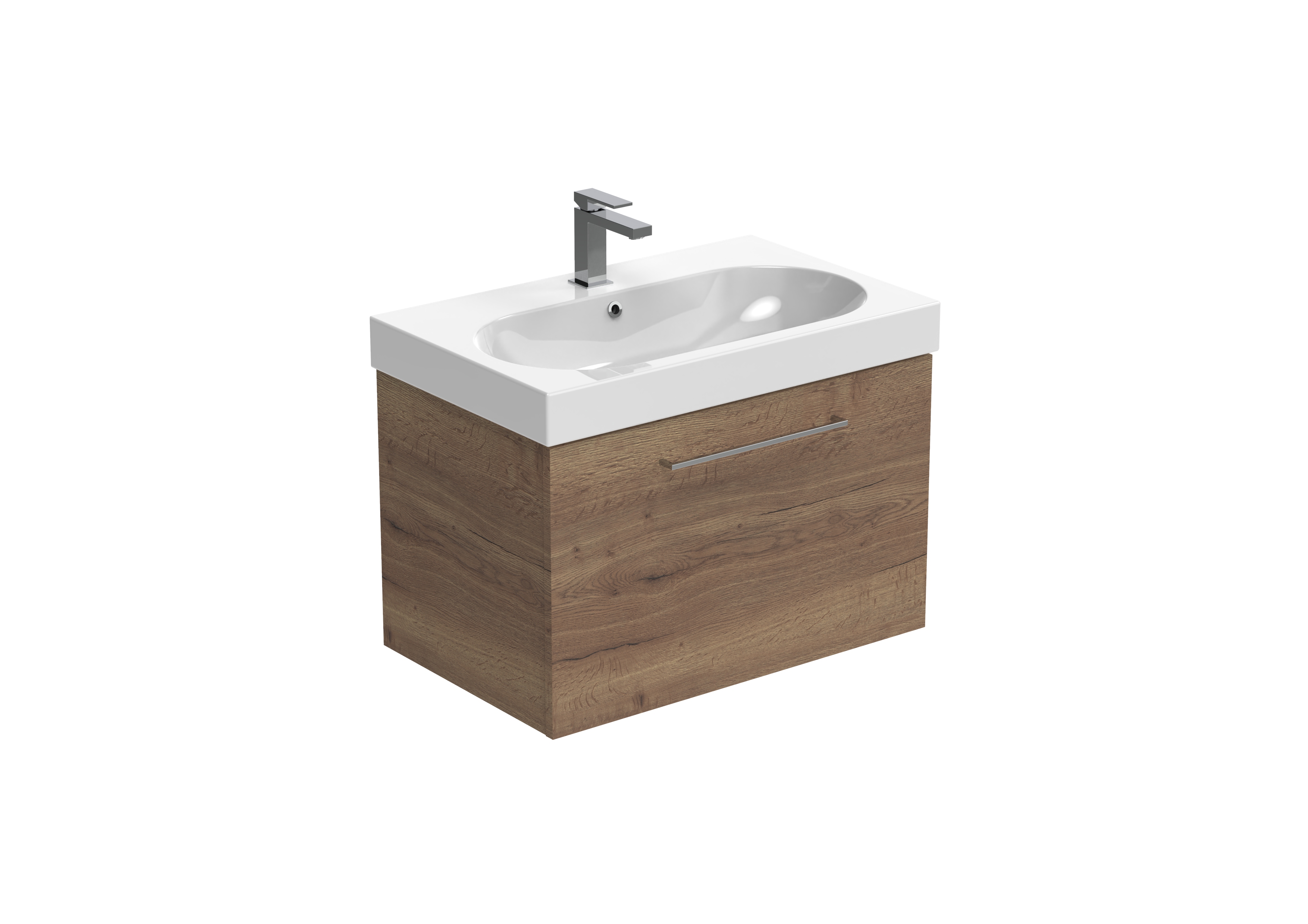 AUSTEN 72cm 1 drawer wall mounted unit - English Oak