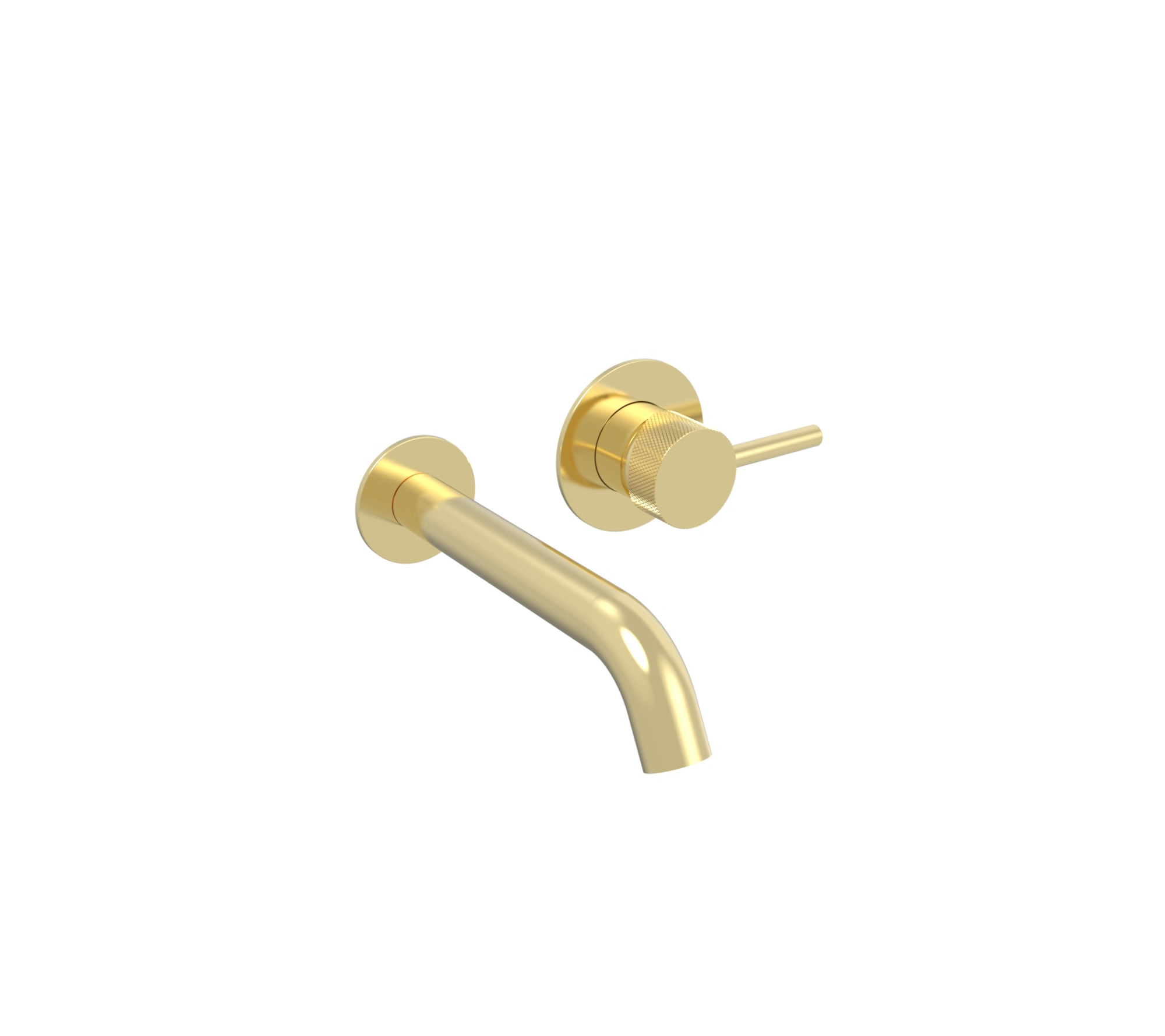 COS wall mounted 2 plate basin mixer with knurled handle - Brushed Brass