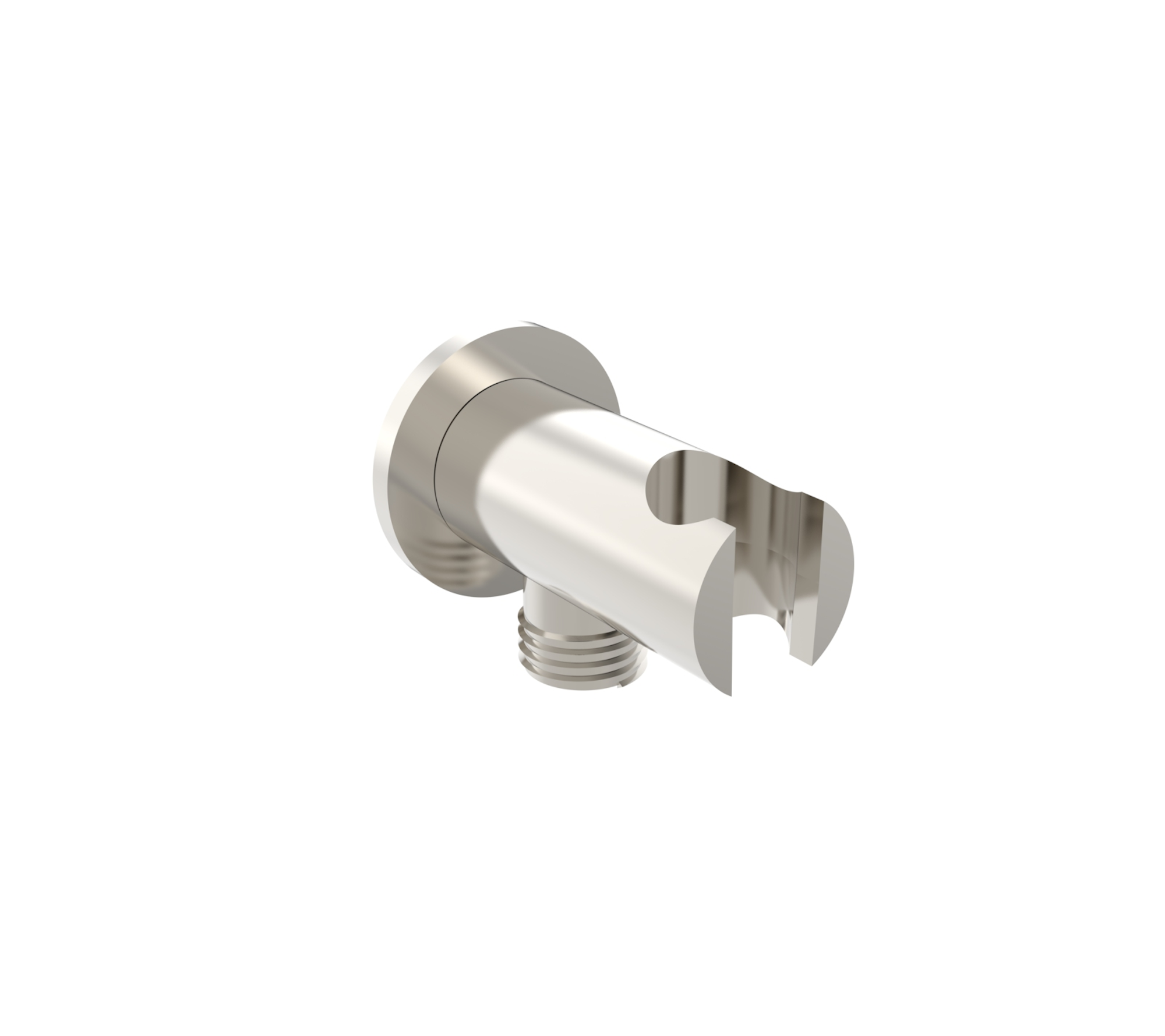 COS round shower outlet elbow & holder - Brushed Nickel