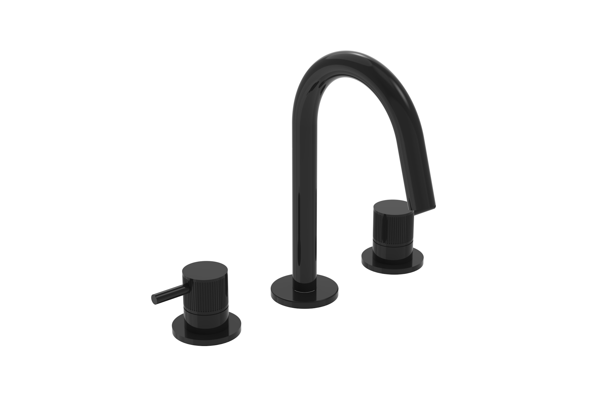 COS 3 Tap Hole Deck mounted KIT - w/ Fluted handle - Satin Black (PVD)