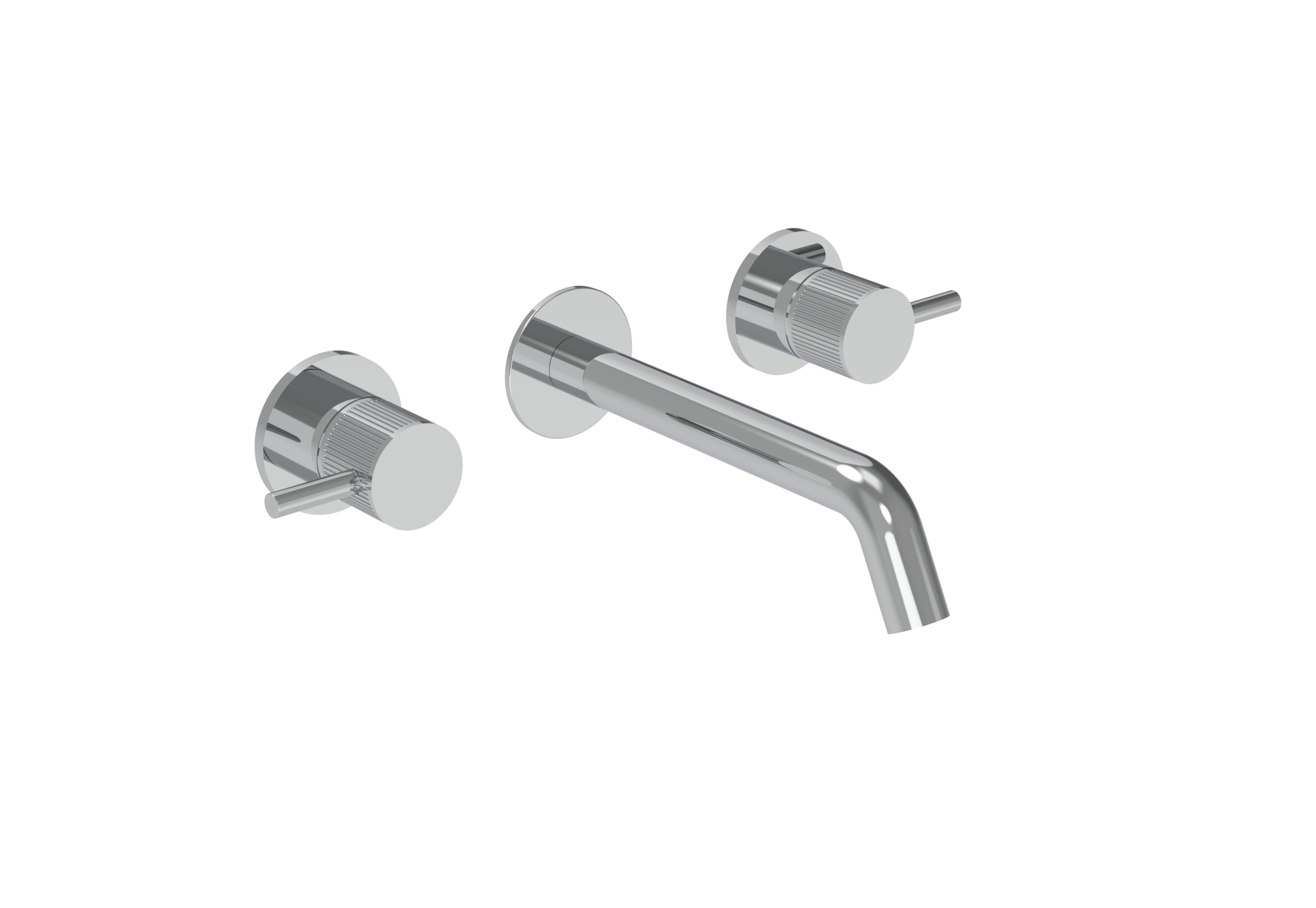 COS 3 Tap Hole Wall mounted KIT - w/ Classic spout (170mm) w/ Fluted handle - Chrome