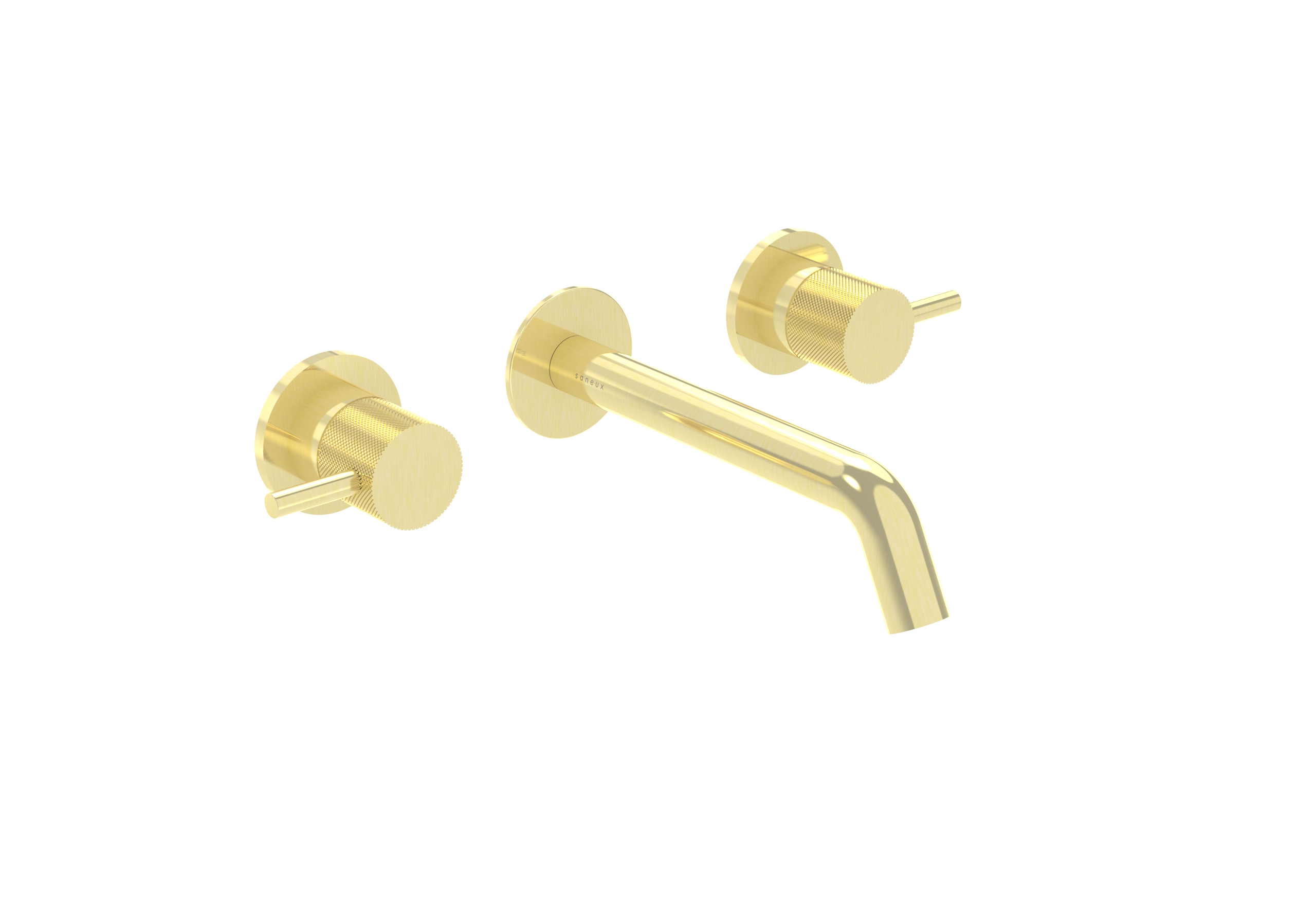 COS 3 Tap Hole Wall mounted KIT - w/ Classic spout (170mm) w/ Knurled handle - Brushed Brass (PVD)