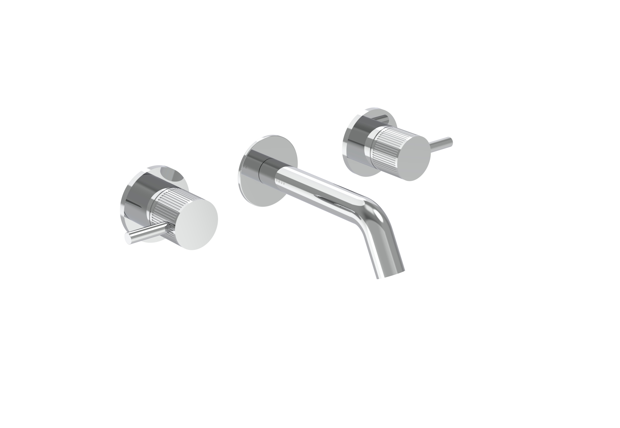 COS 3 Tap Hole Wall mounted KIT - w/ Short spout (130mm) w/ Fluted handle - Chrome