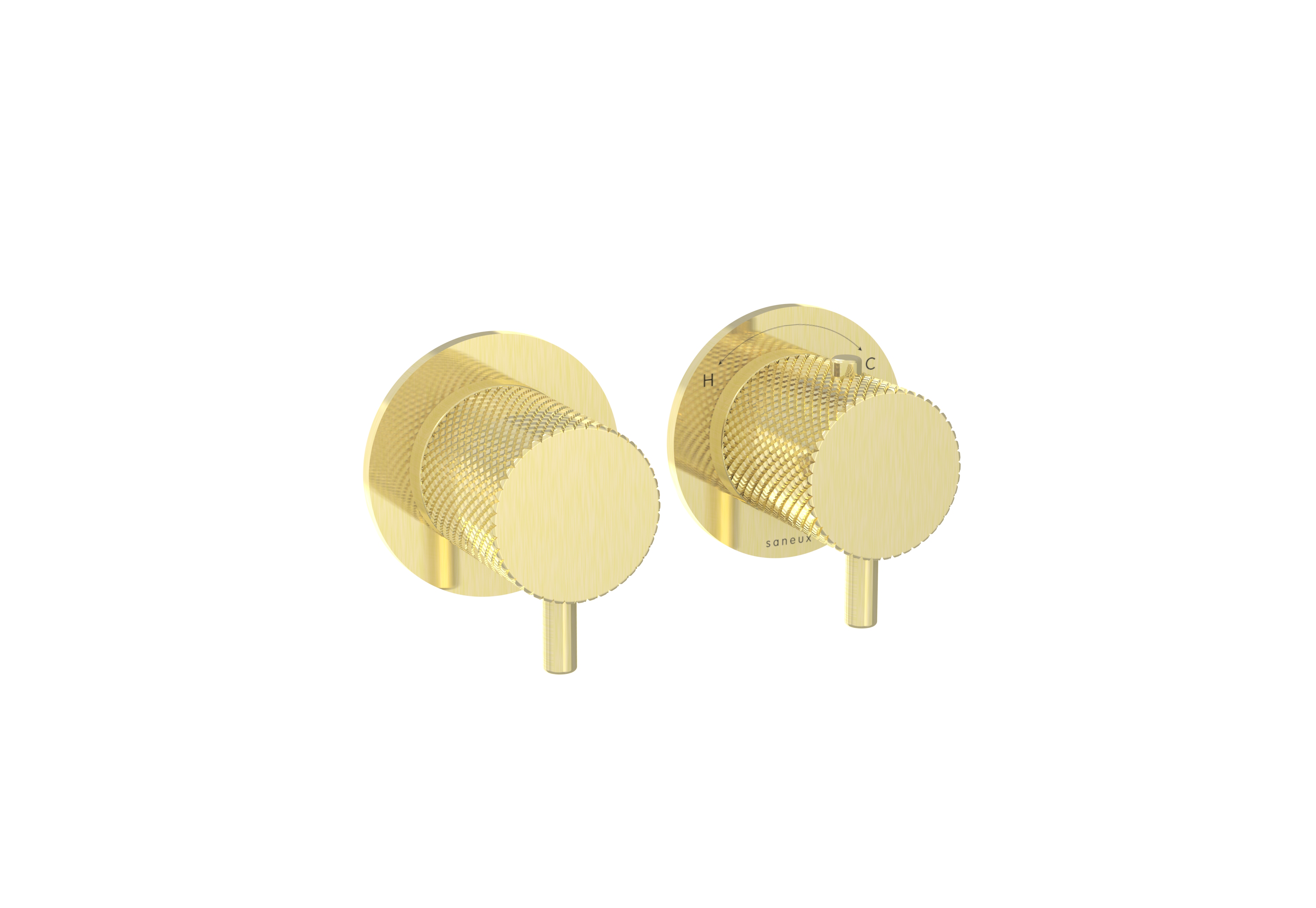 COS 2 Way Thermostatic Shower RING Valve KIT - w/ Knurled Handle - Landscape - Brushed Brass