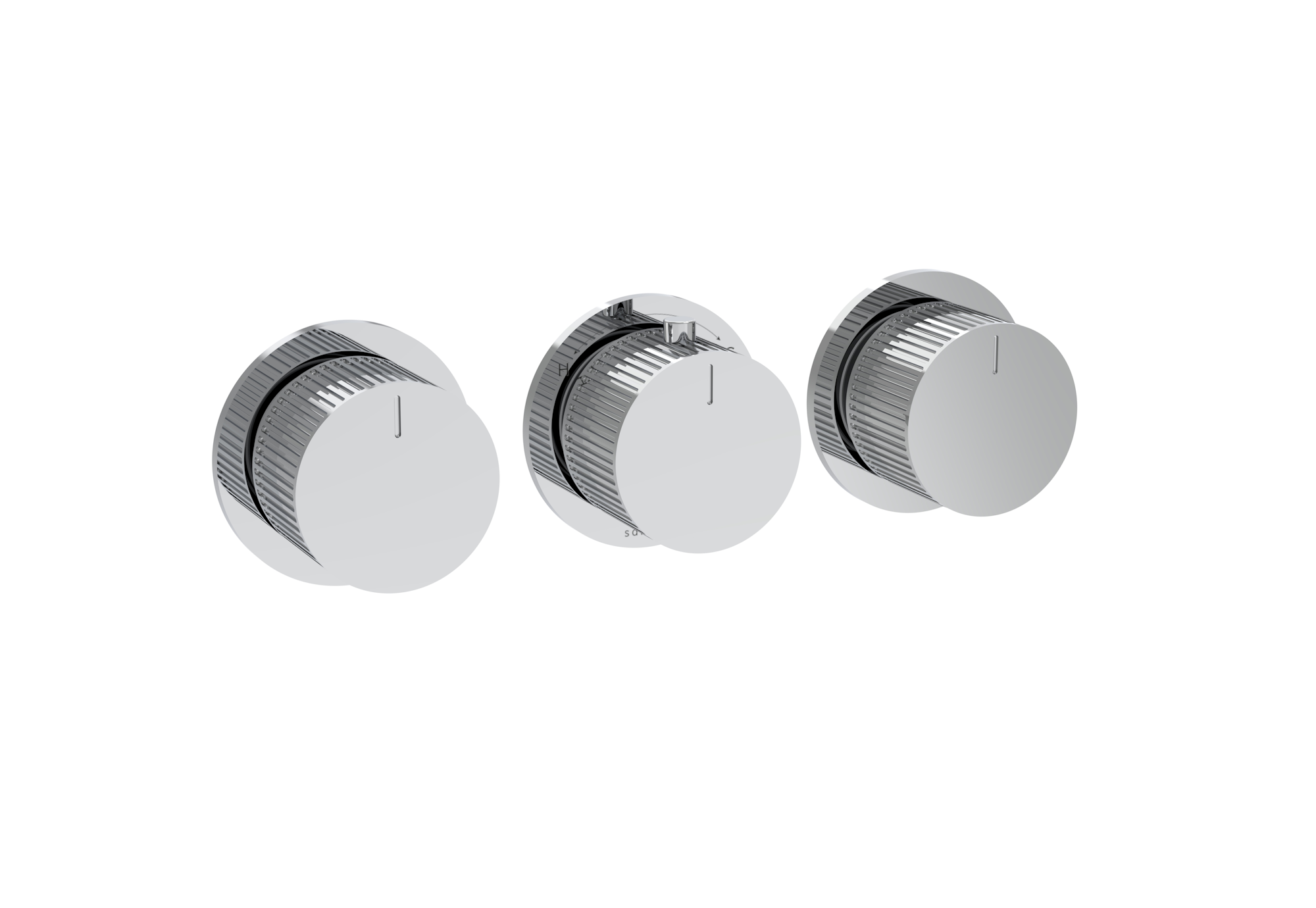 COS 3 Way Thermostatic Shower RING Valve KIT - w/ Fluted Handle - Landscape - Chrome
