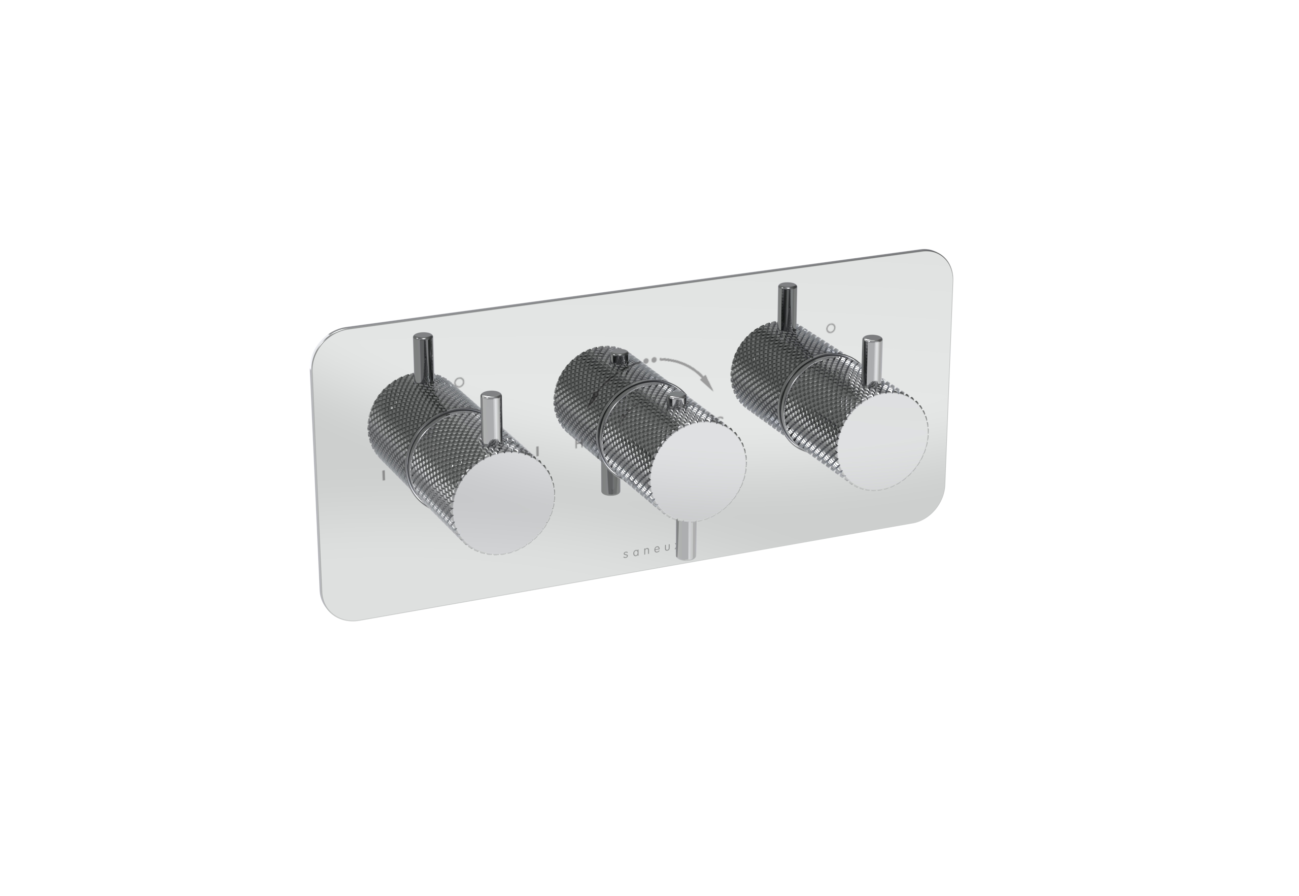COS 2 Way 3 Handle Thermostatic Shower Valve KIT - w/ Knurled Handle - Landscape - Chrome