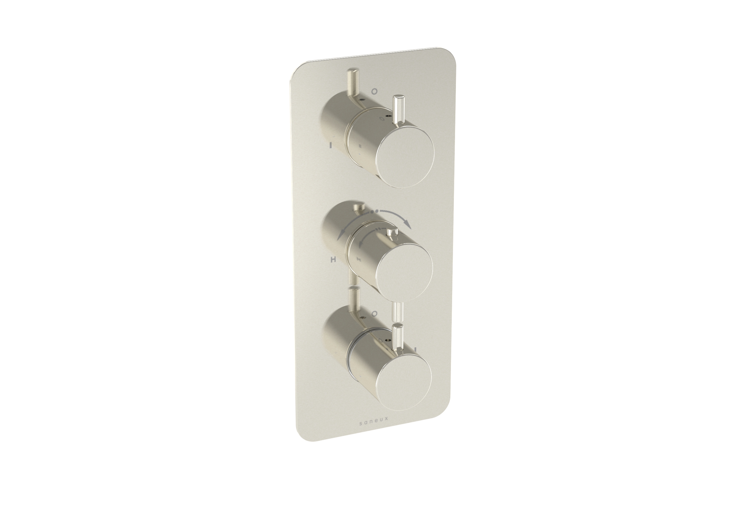 COS 2 Way 3 Handle Thermostatic Shower Valve KIT - w/ Classic Handle - Portrait - Brushed Nickel (PVD)