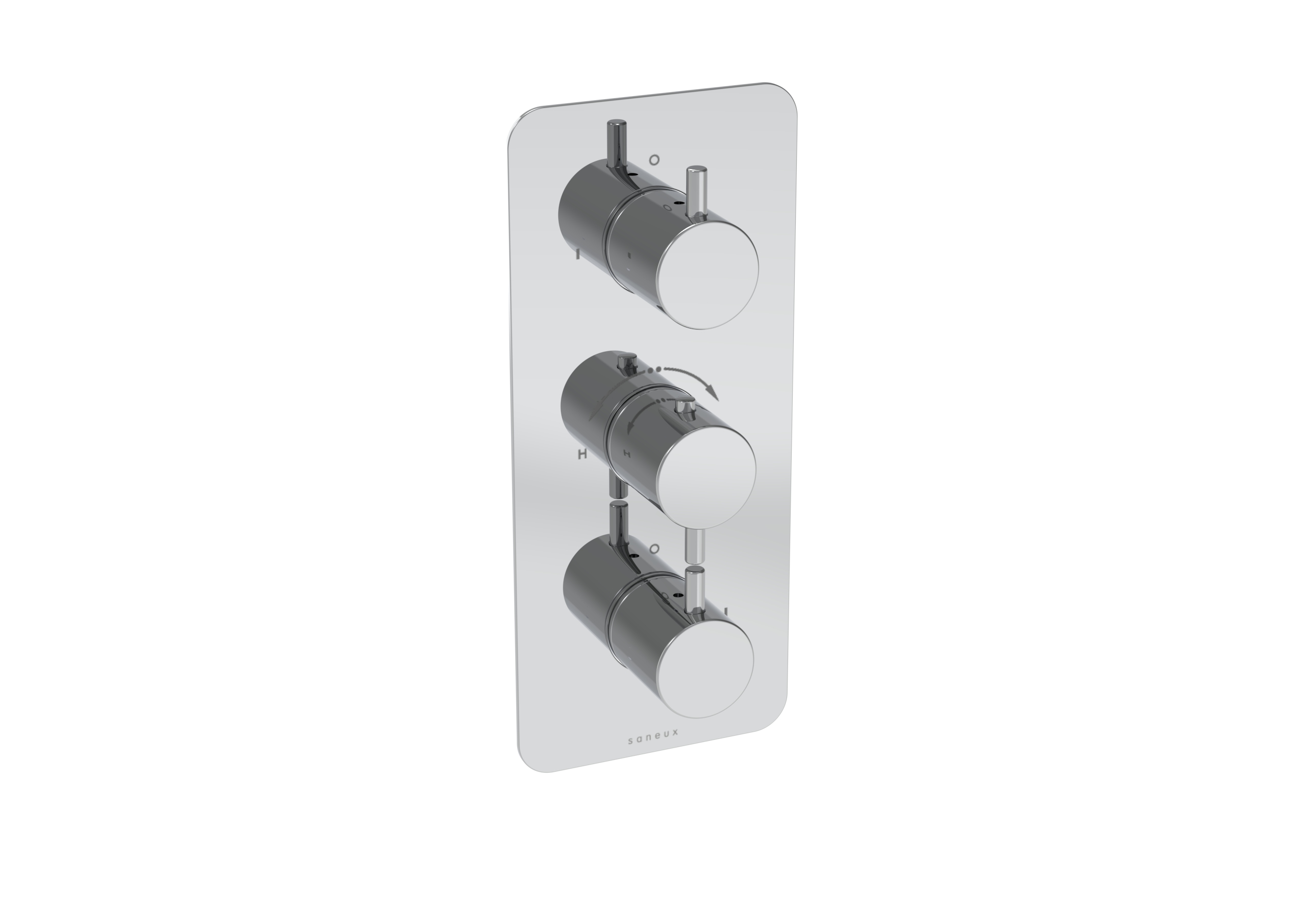 COS 2 Way 3 Handle Thermostatic Shower Valve KIT - w/ Classic Handle - Portrait - Chrome