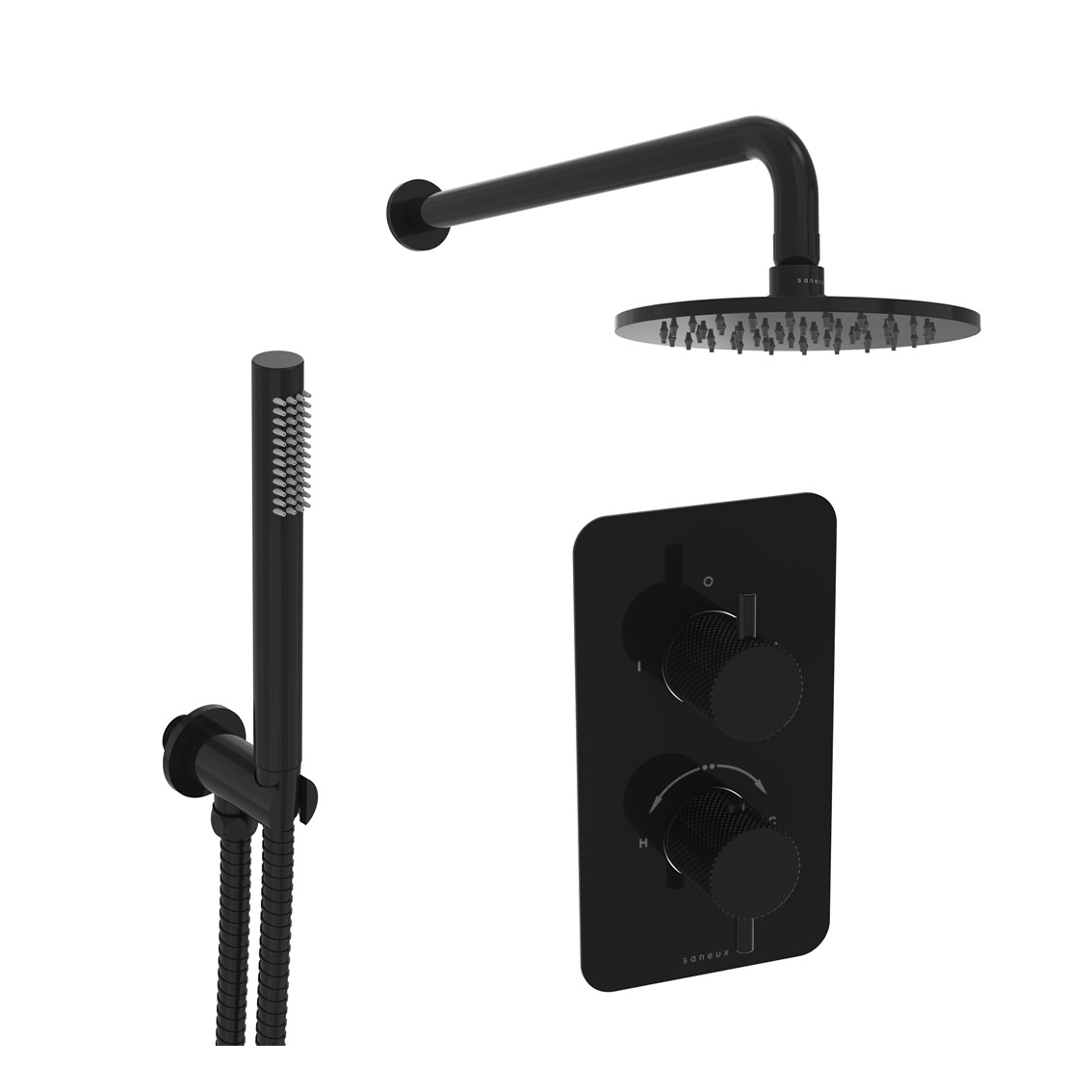 COS 2 way shower kit - w/ Slim Handset - Knurled - Satin Black