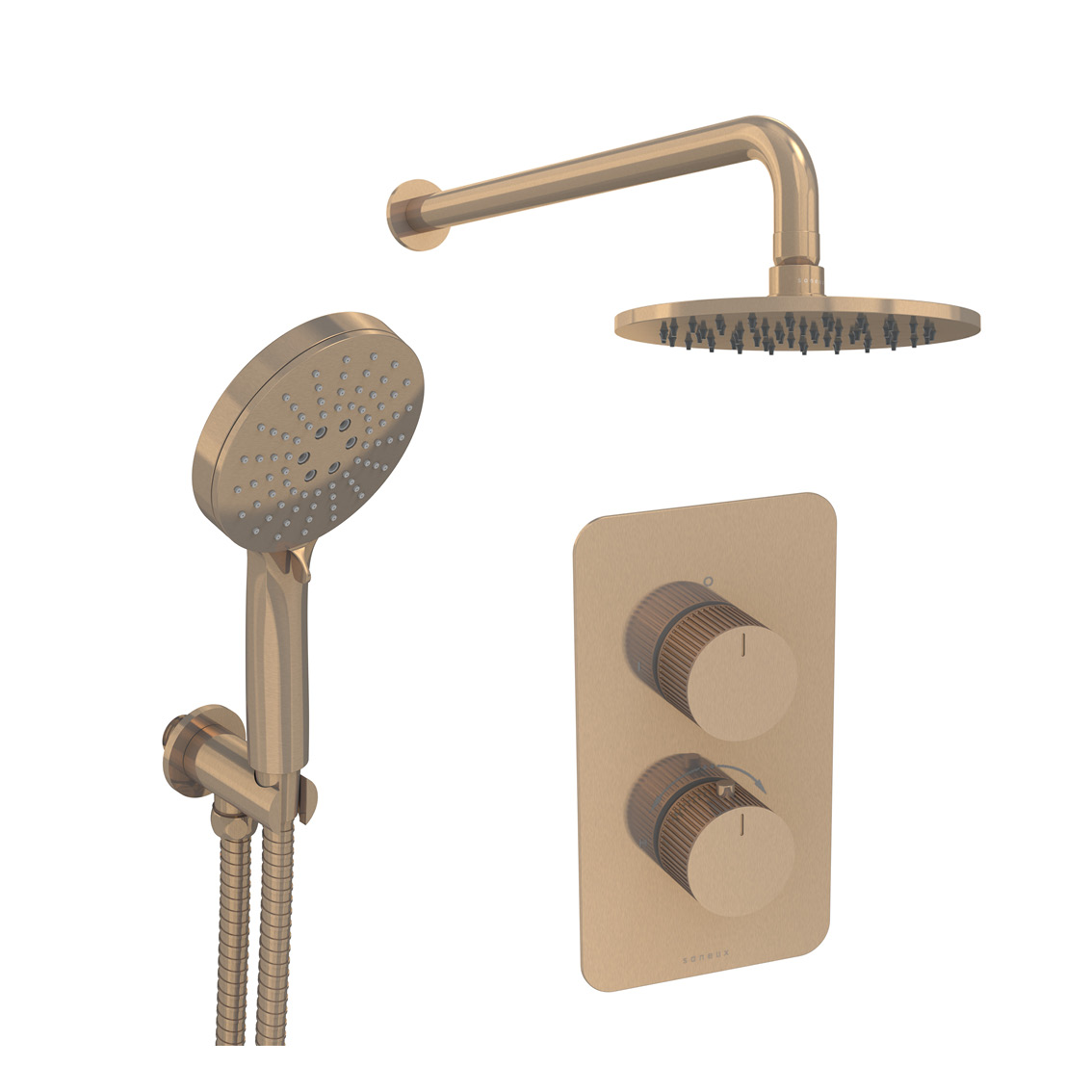 COS 2 way shower kit - w/ 3 Function Handset & Shower Head - Fluted - Brushed Bronze