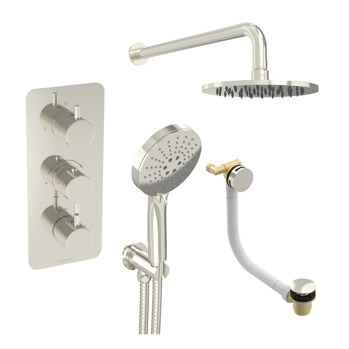 COS 3 way shower kit - w/ 3 Function Handset & Bath filler & Shower Head - Brushed Nickel