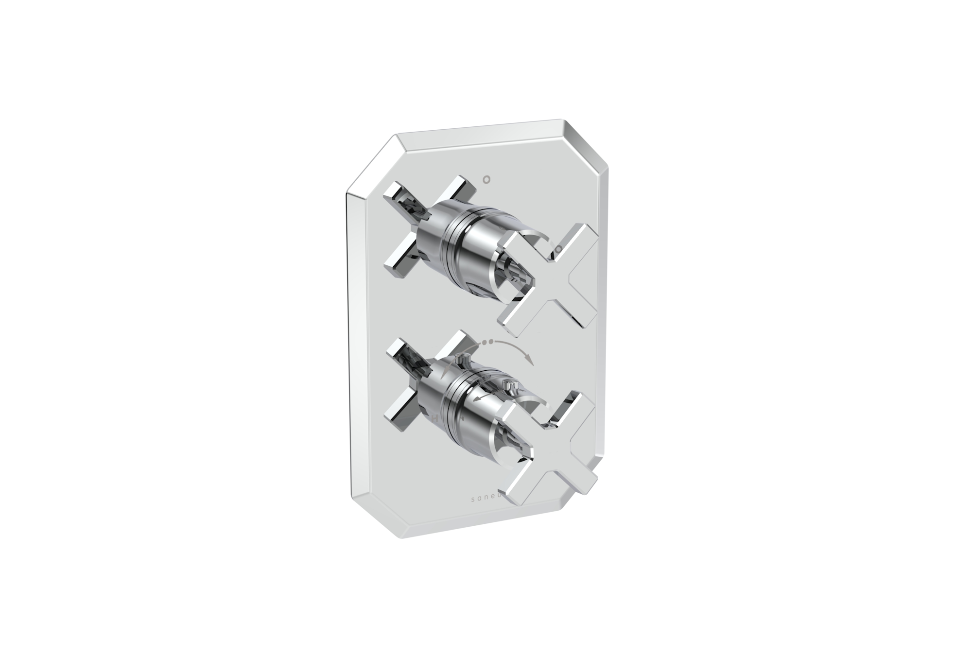 CROMWELL 1 way thermostatic shower valve kit with cross handles - Chrome