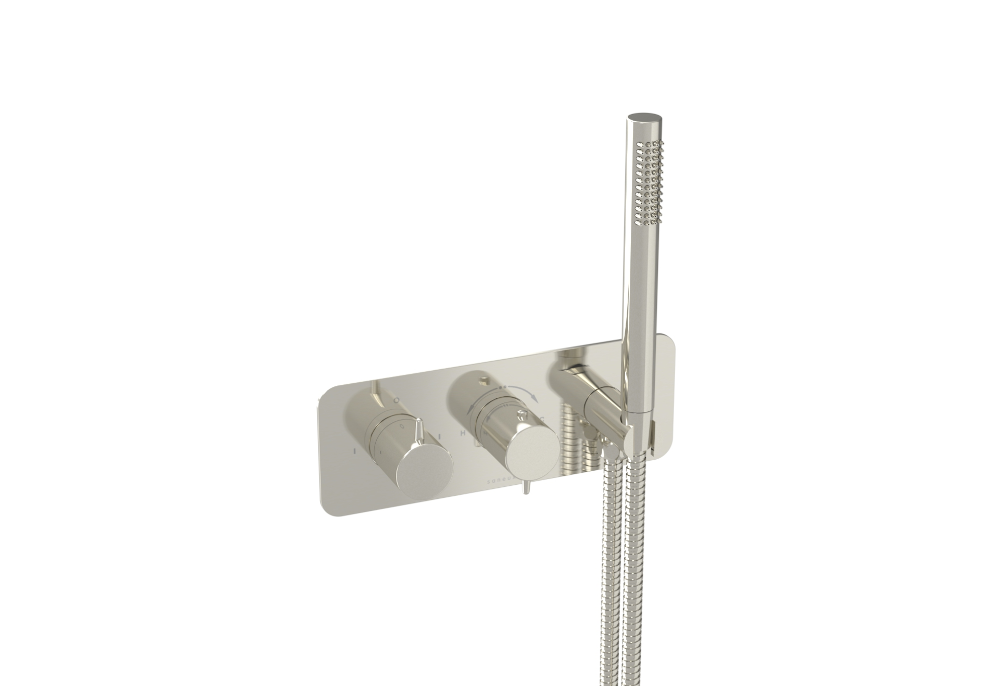 EDEN 2 way thermostatic shower valve kit in landscape with handspray - Brushed Nickel