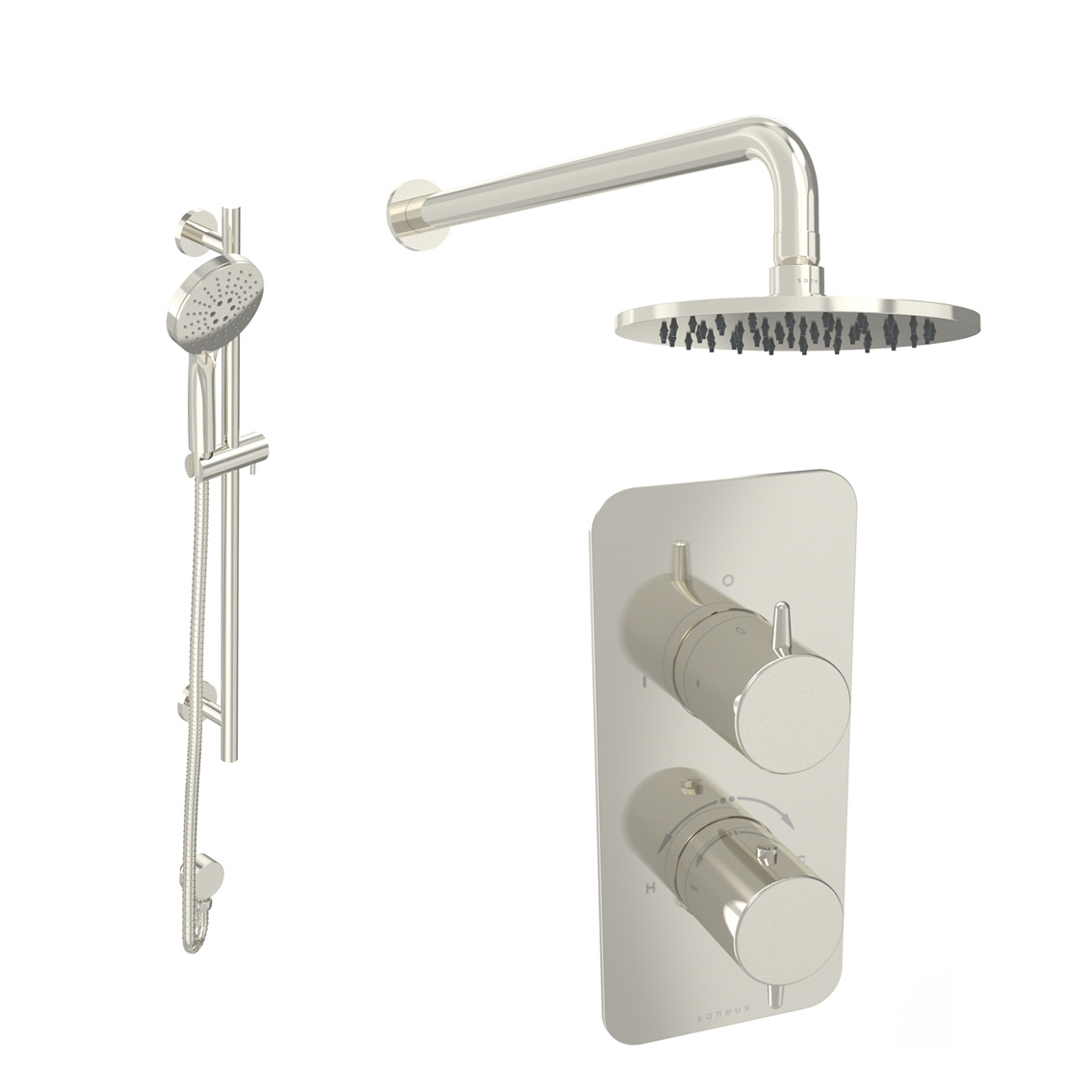 EDEN 2 way shower kit - w/ 3 Function Handset & Slider Rail & Shower Head - Brushed Nickel