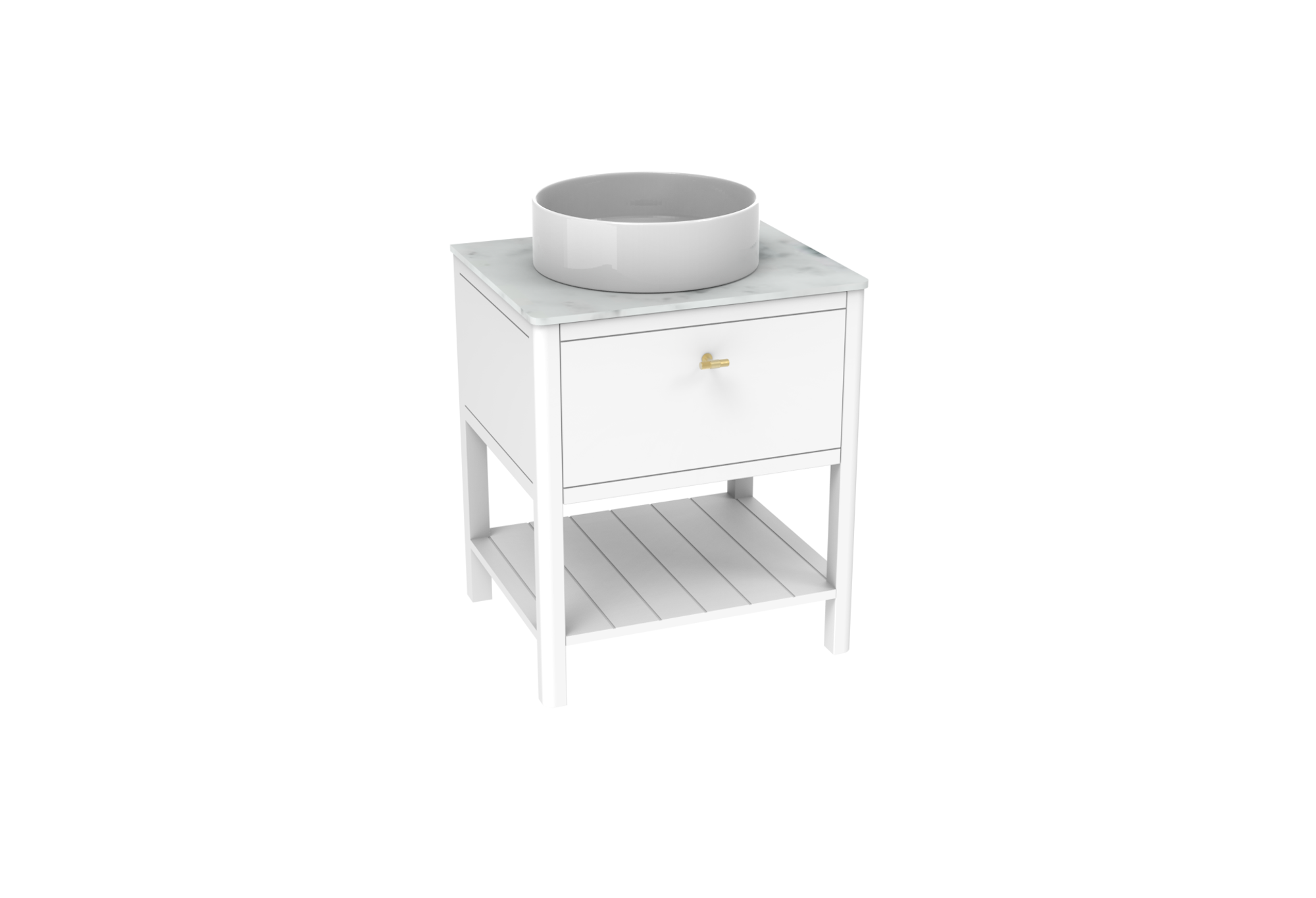 FRONTIER 60cm 1 drawer floor standing unit with undermount tray - Matte White