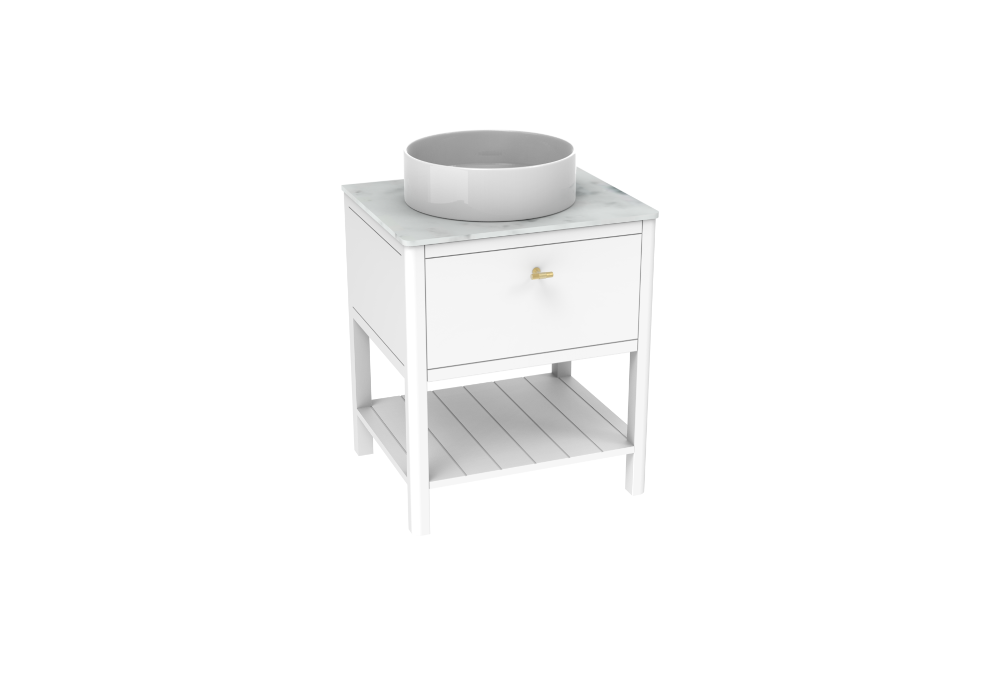 The New FRONTIER 60cm 1 drawer floor standing unit with undermount tray - Matte White