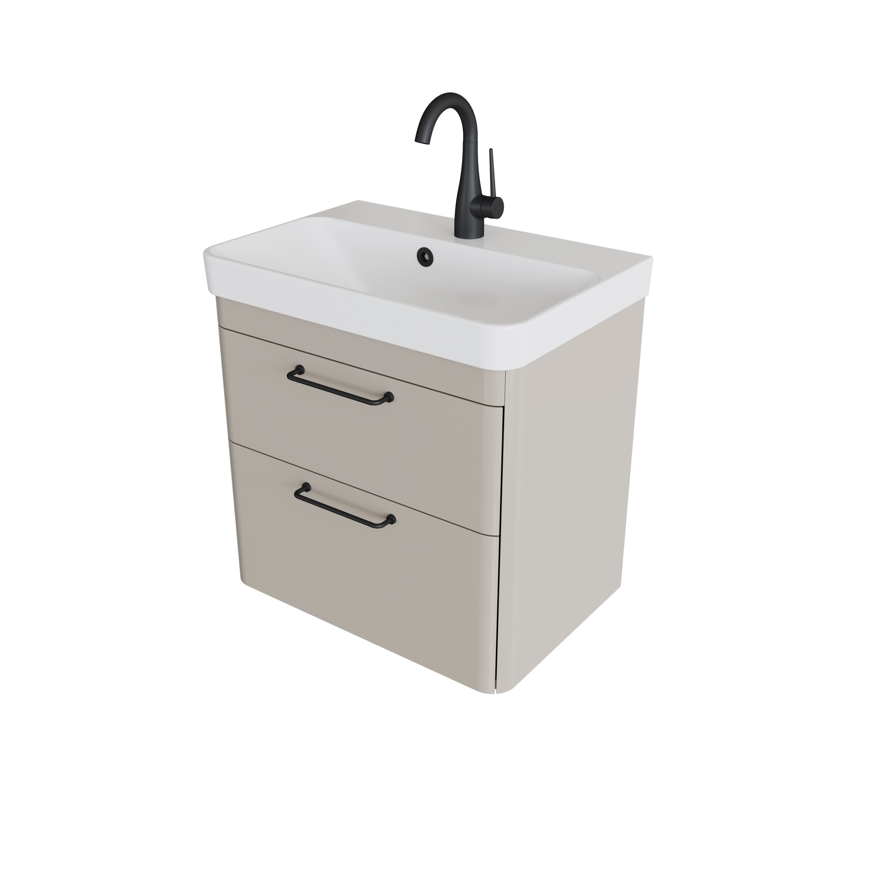 HYDE 55cm Short Projection 2 Drawer Wall Mounted Unit - Matte Trench