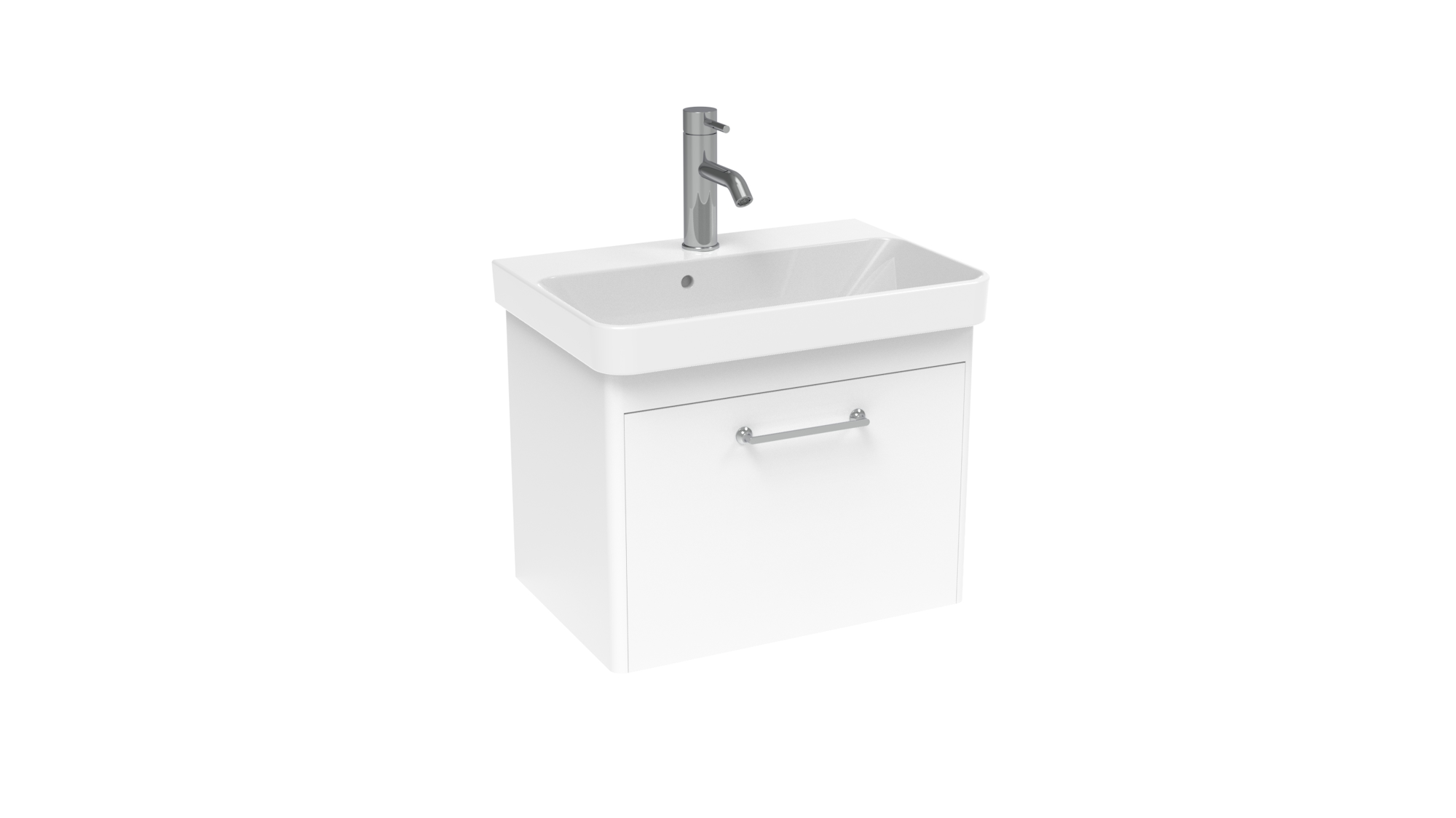 HYDE LITE 55cm washbasin & 1 drawer wall mounted unit - Gloss White