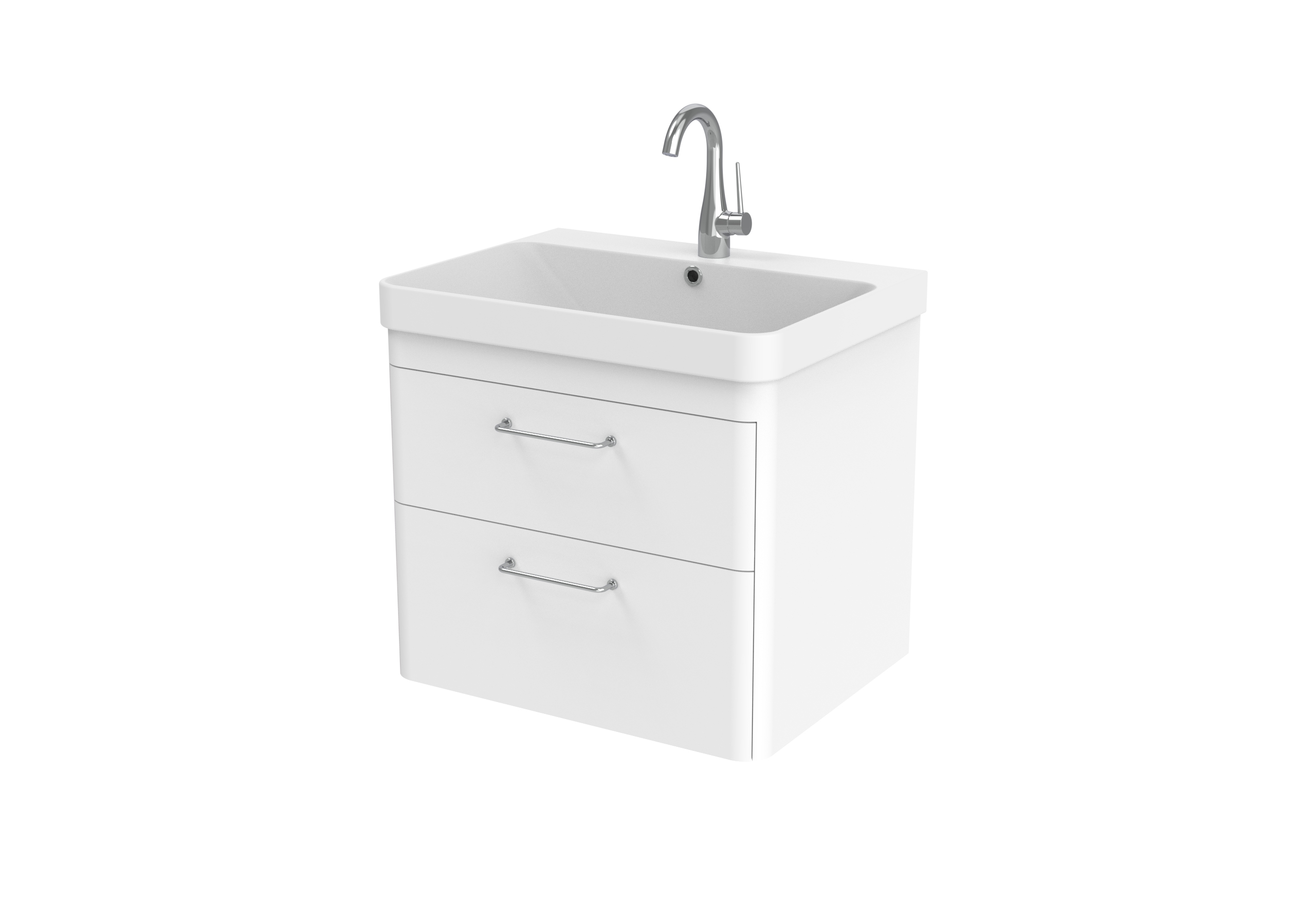 HYDE 60cm 2 drawer wall mounted unit - Matte White