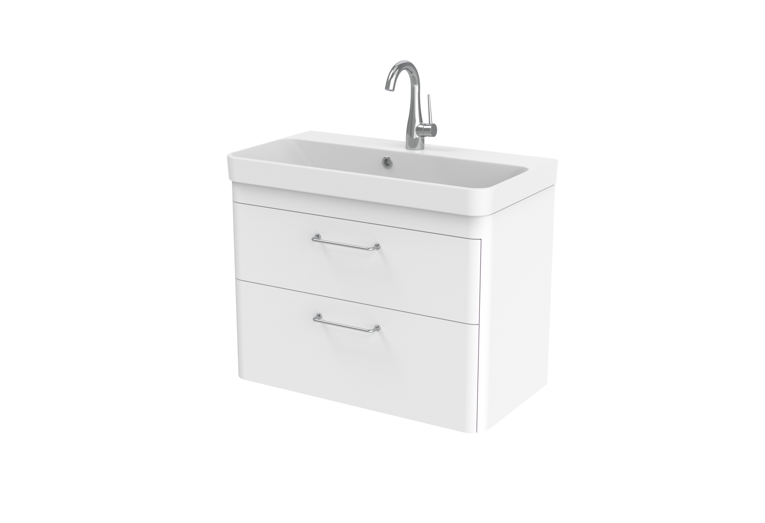 HYDE 70cm 2 drawer wall mounted unit - Matte White