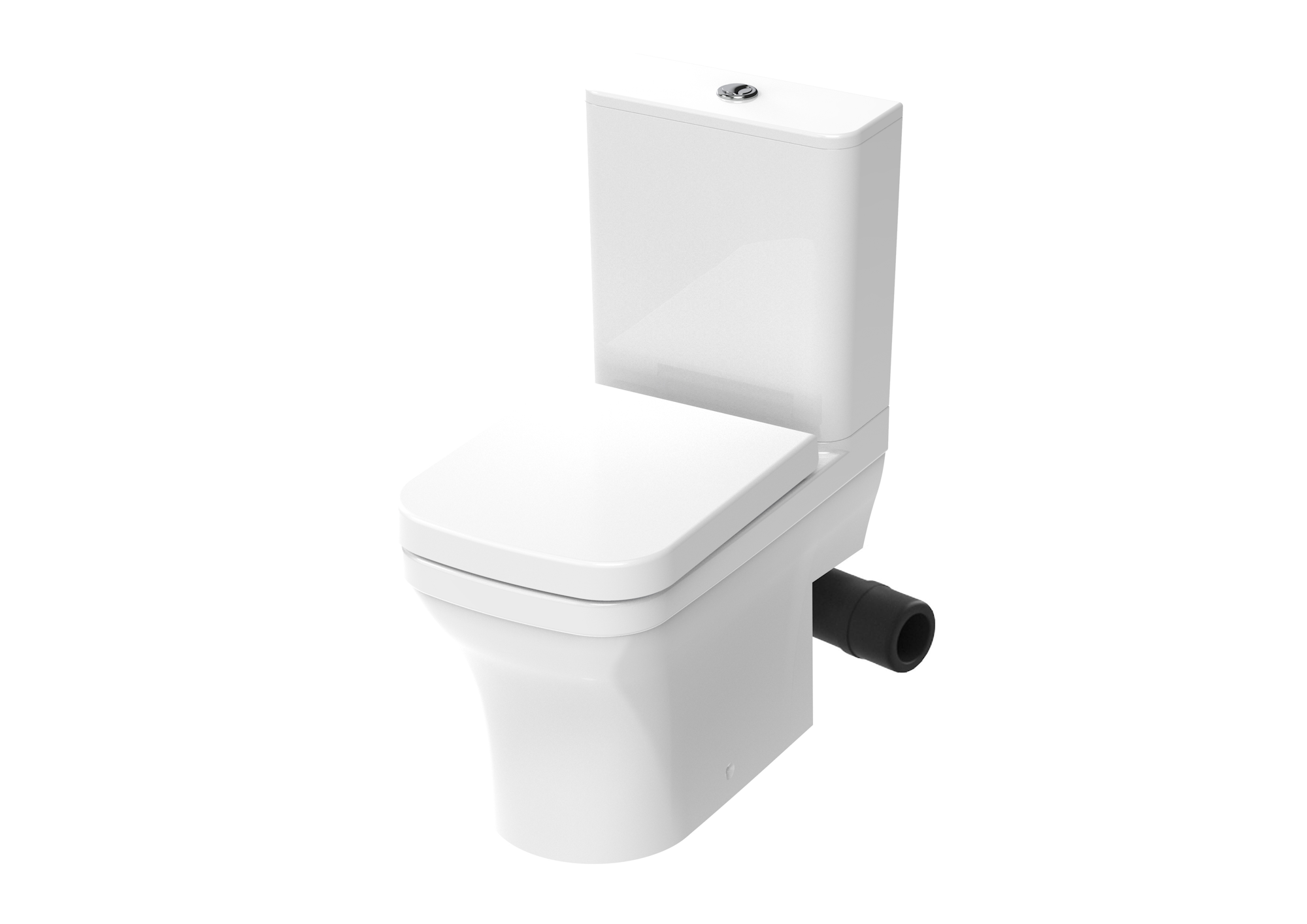 INDIGO close coupled right hand soil exit WC pan - rimless