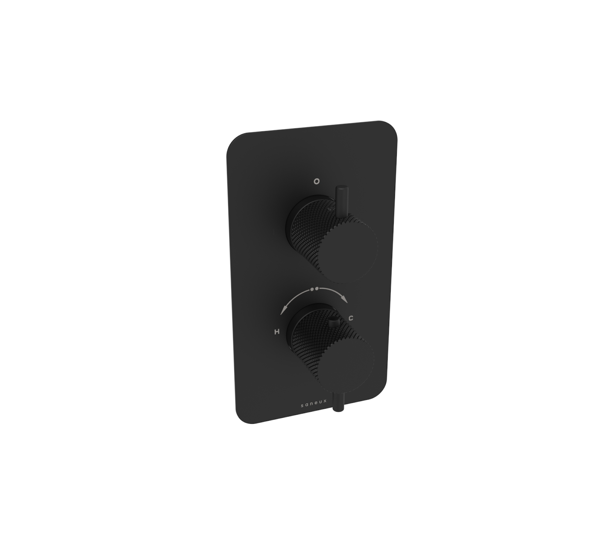 COS 1 way thermostatic shower valve kit with knurled handles - Matte Black