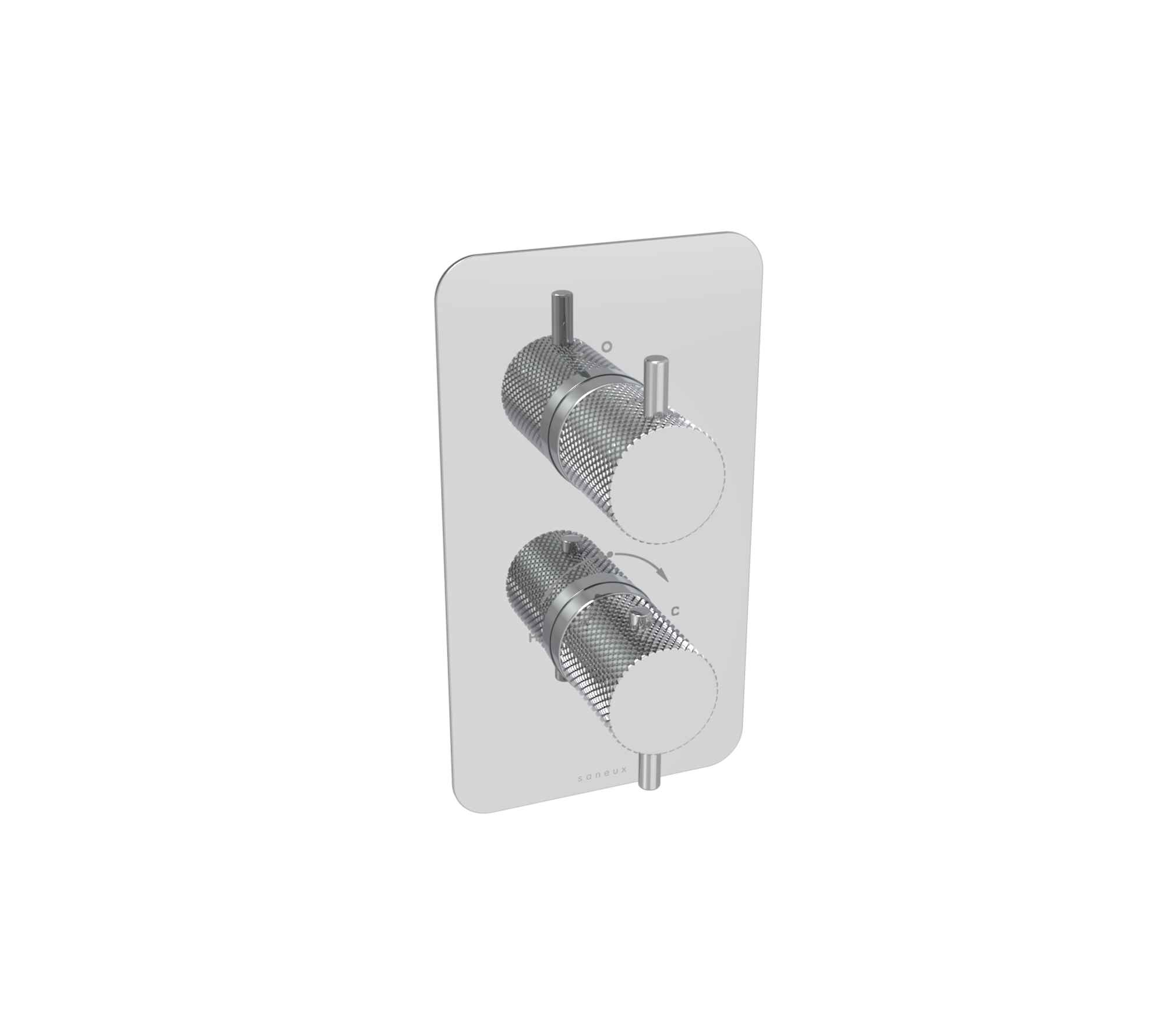 COS 1 way thermostatic shower valve kit with knurled handles - Chrome
