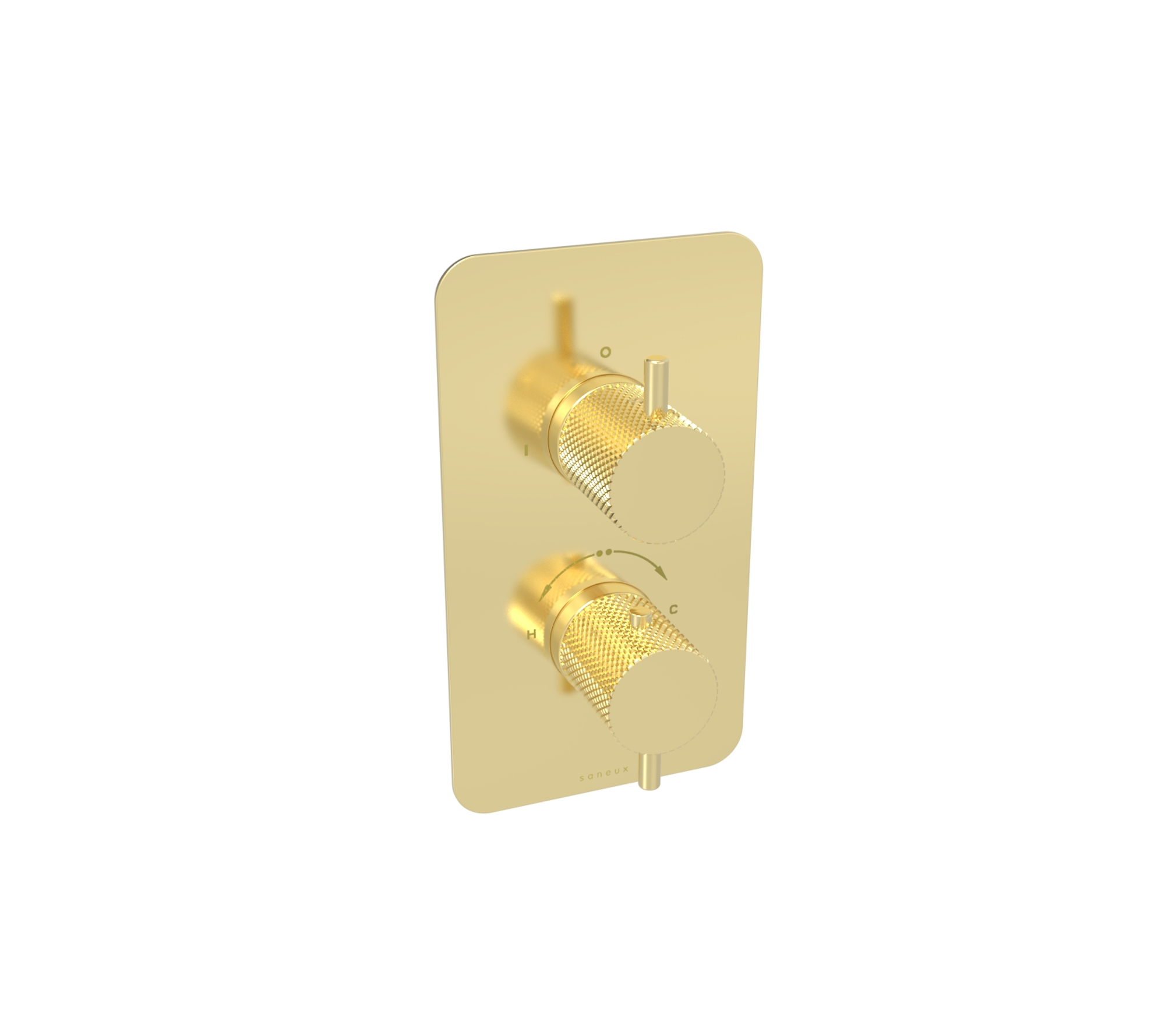COS 2 way thermostatic shower valve kit with knurled handles - Brushed Brass