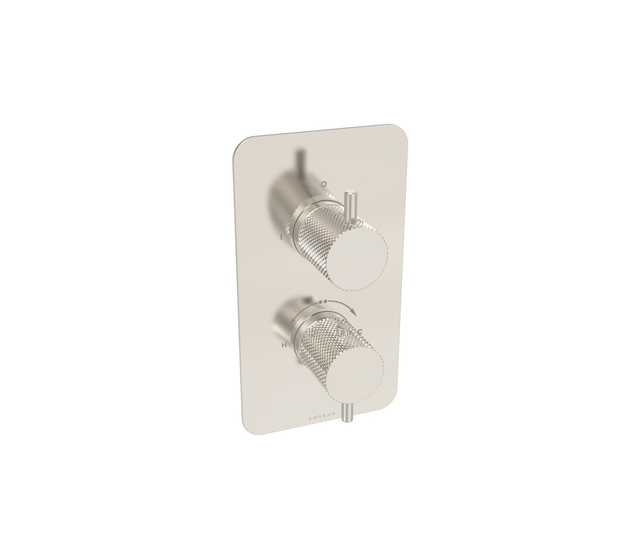 COS 2 way thermostatic shower valve kit with knurled handles - Brushed Nickel