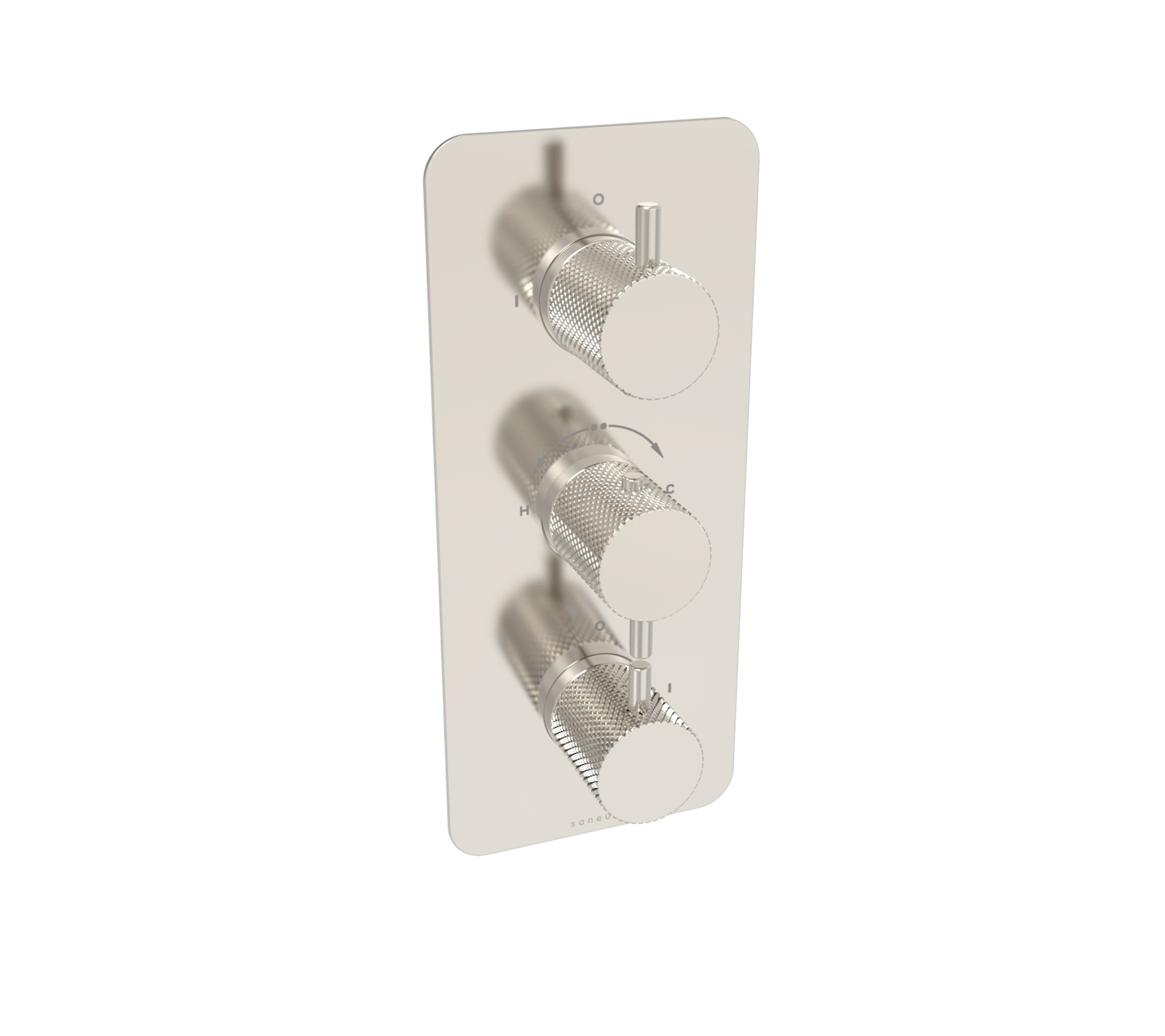 COS 3 way thermostatic shower valve kit with knurled handles - Brushed Nickel