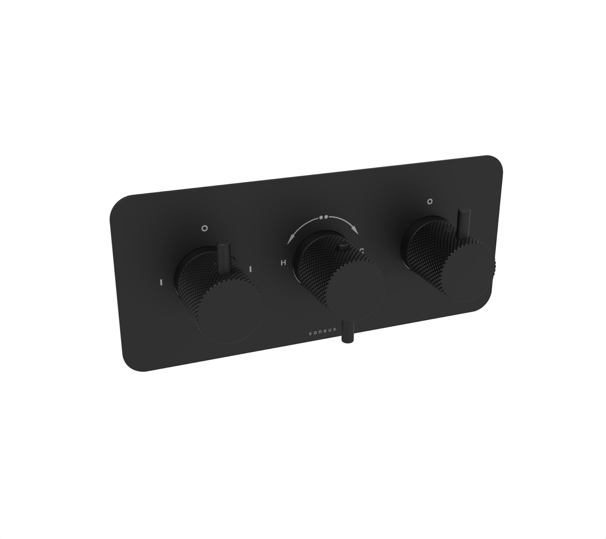 COS 3 way thermostatic shower valve kit with knurled handles in landscape - Matte Black
