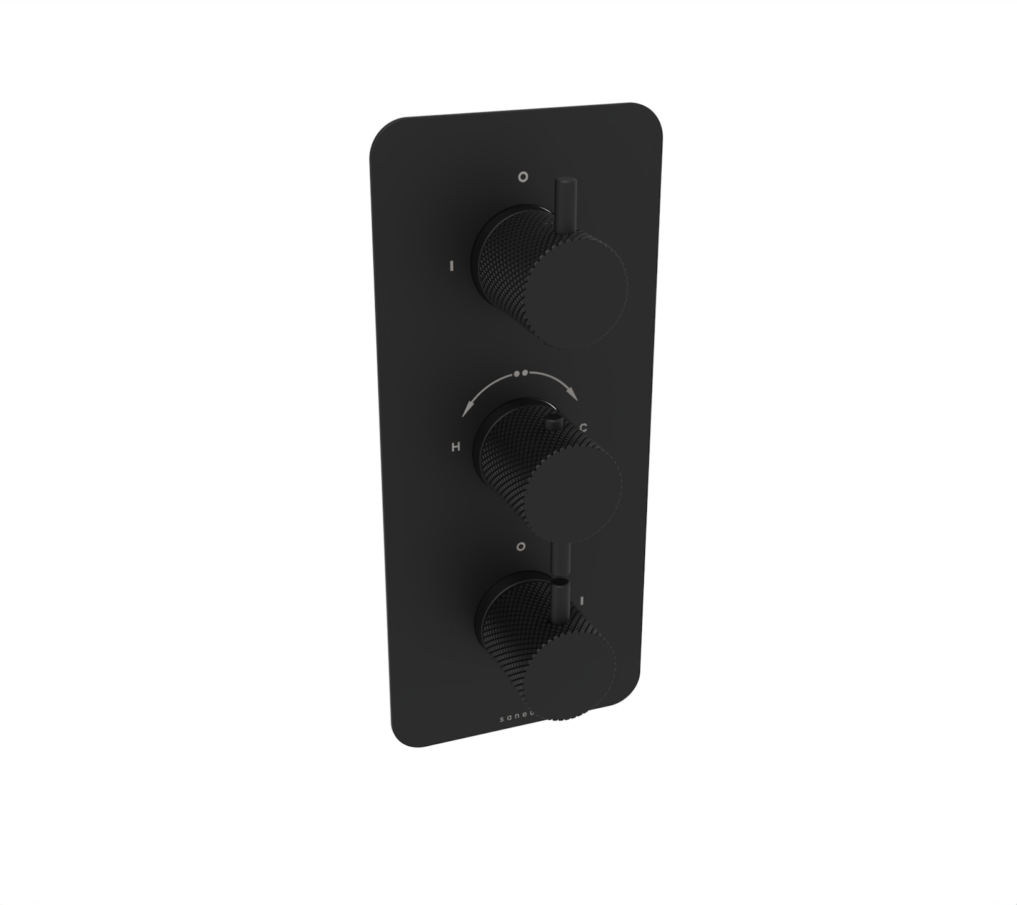COS 3 way thermostatic shower valve kit with knurled handles - Matte Black